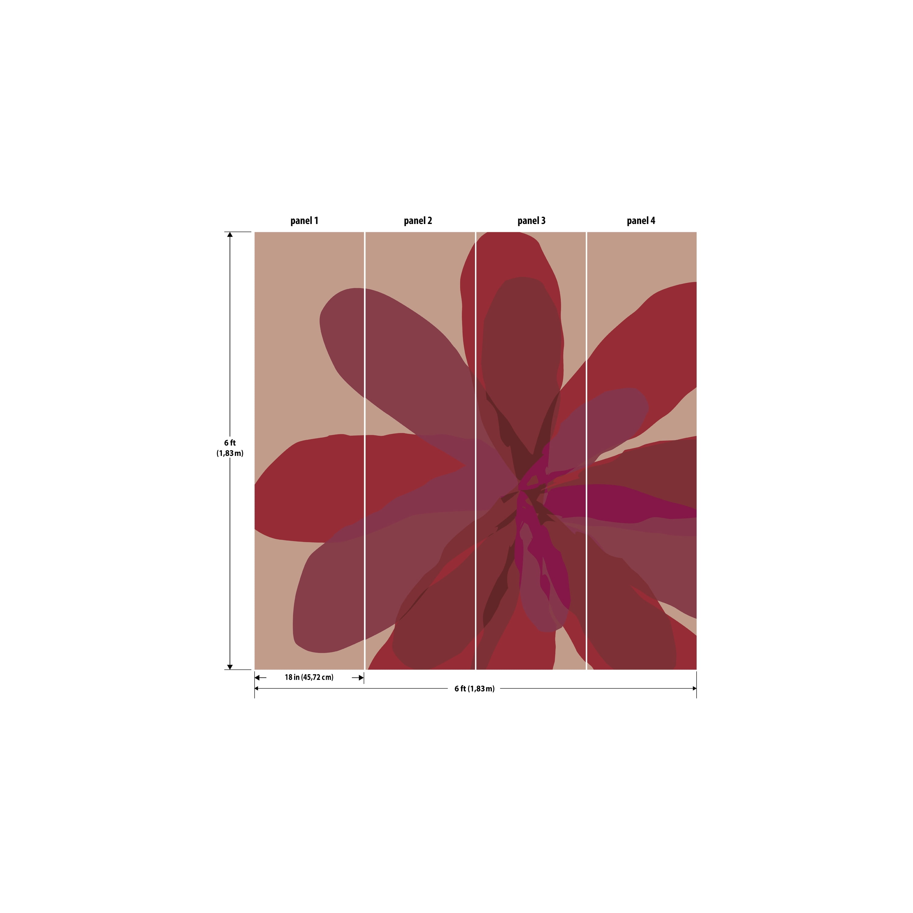 Drew Barrymore Flower Home Floral Peel & Stick Wallpaper Mural (Red, 18 ft x 24 in) f00e2