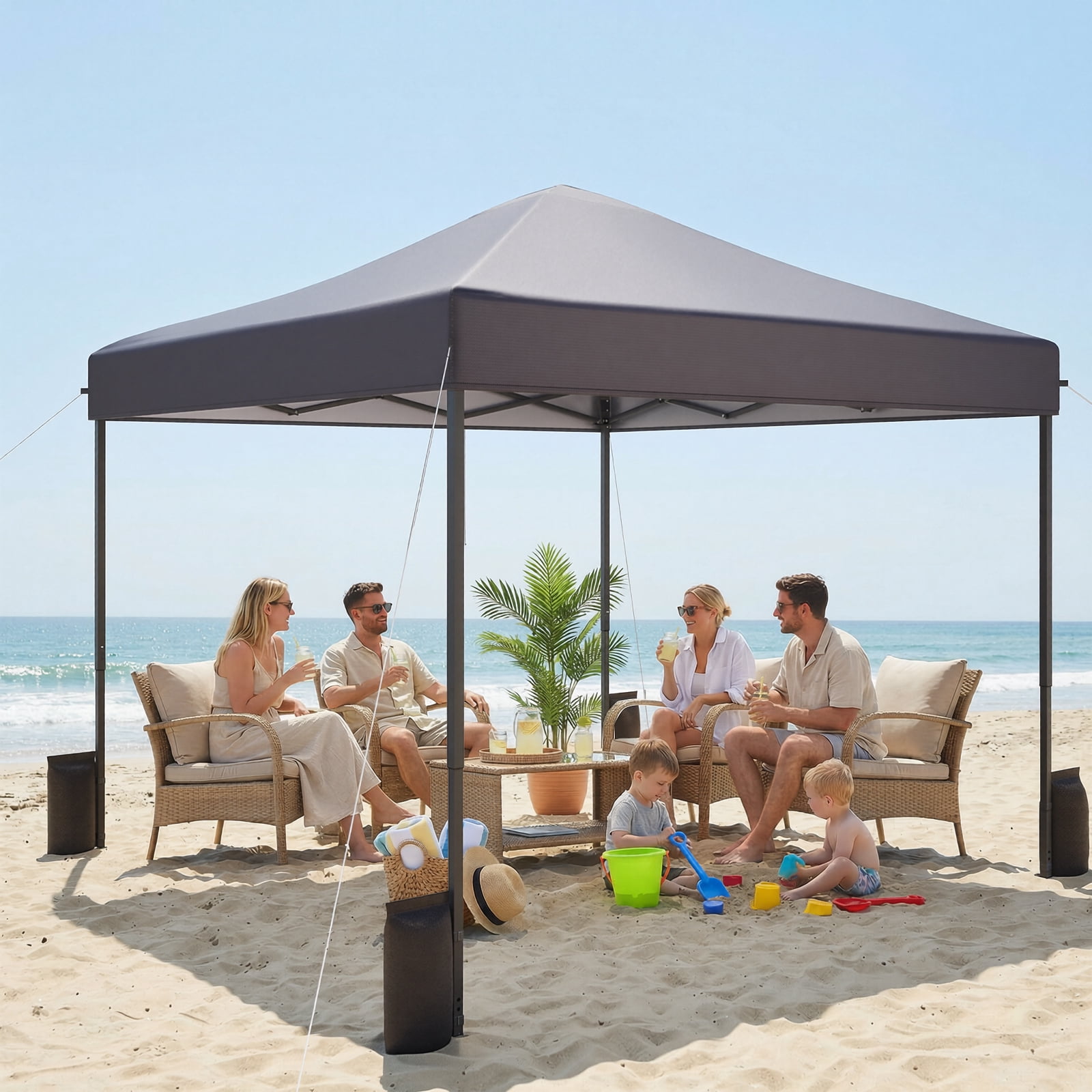 Patbrela Pop Up Canopy Tent, Heavy-Duty Instant Shelter for Outdoor Events (Gray, 10x10 ft) dofoa