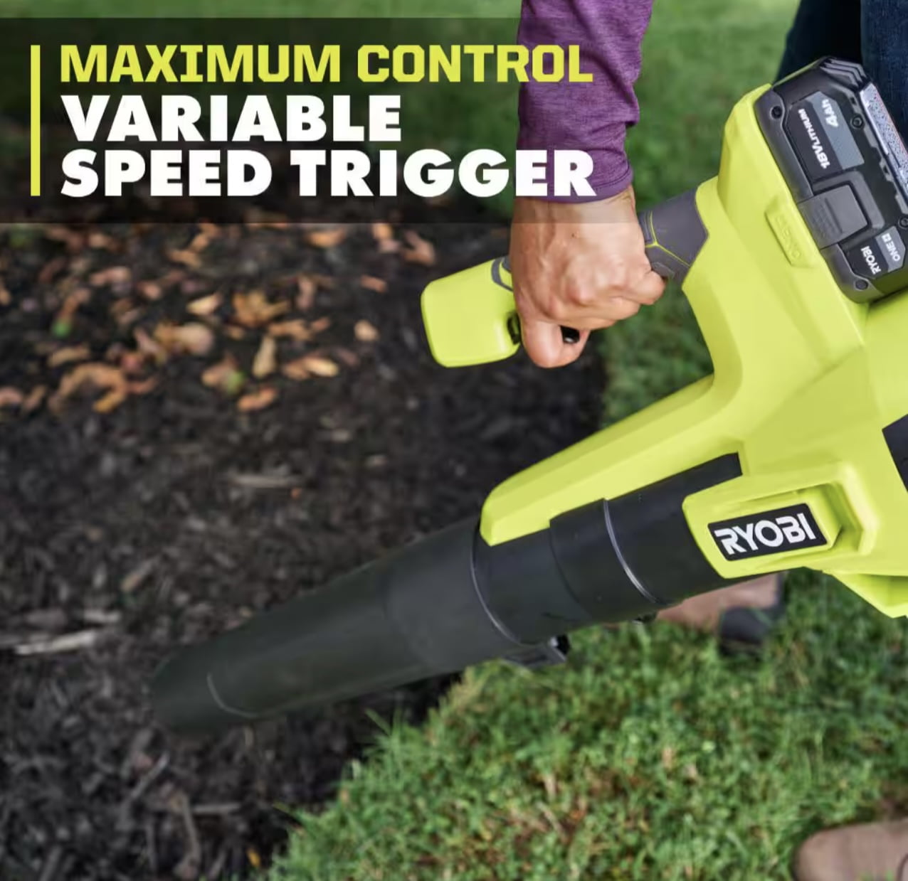Ryobi ONE+ 18V Cordless Leaf Blower, High-Performance Airflow (100 MPH, 350 CFM) 2zgh2