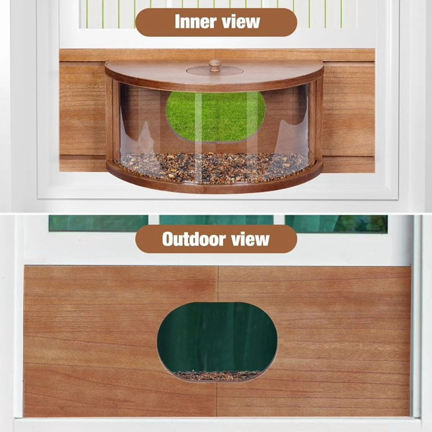 SNYNUXX Window Bird Feeder with 180° Clear View and Durable Wood Construction (Clear, 23-36 in) c29te