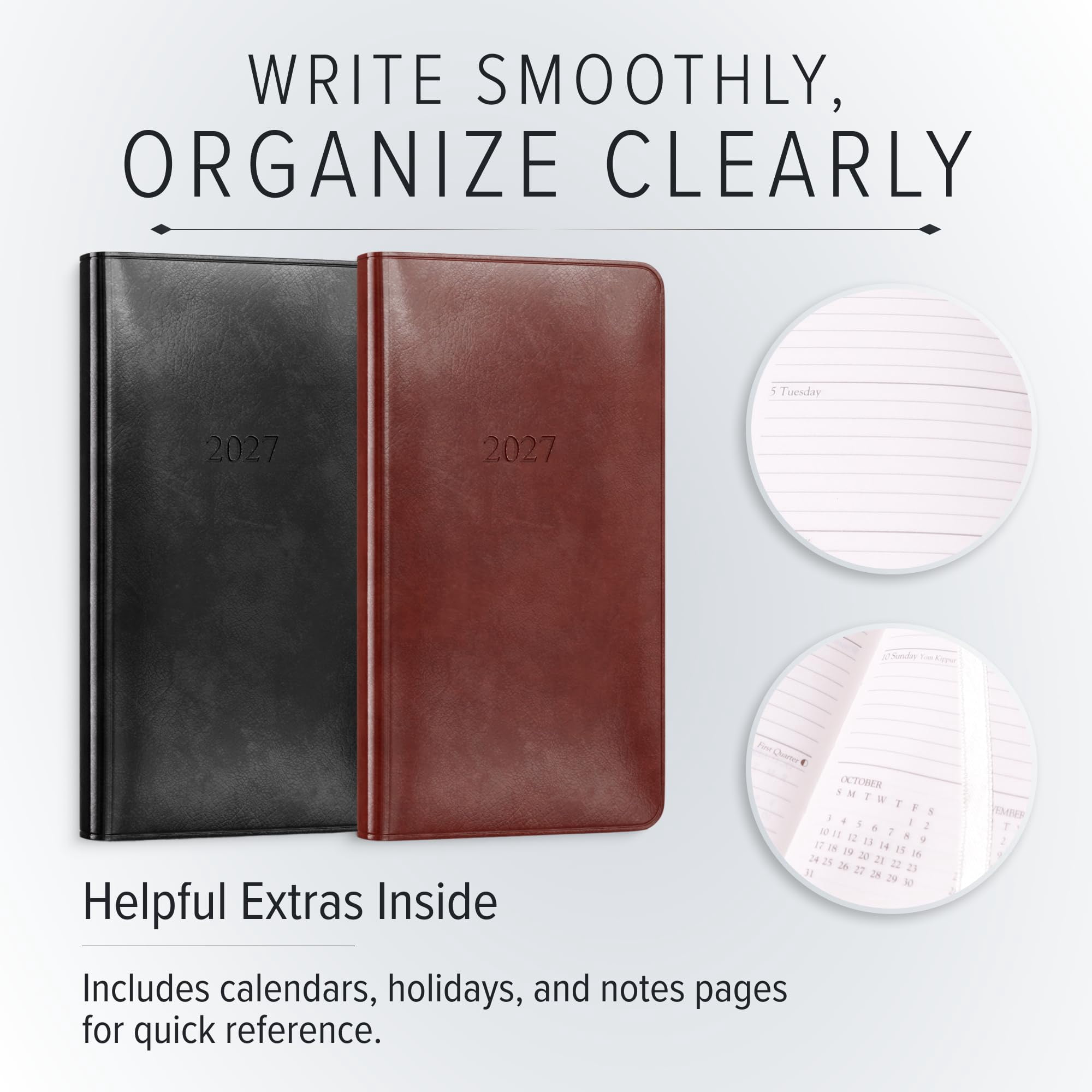 Gallery Leather 2027 Pocket Weekly Monthly Planner, Professional Calendar Notebook with Gold-Gilded Edges (Caribbean Yellow, 6 in x 3.25 in) fb4sl