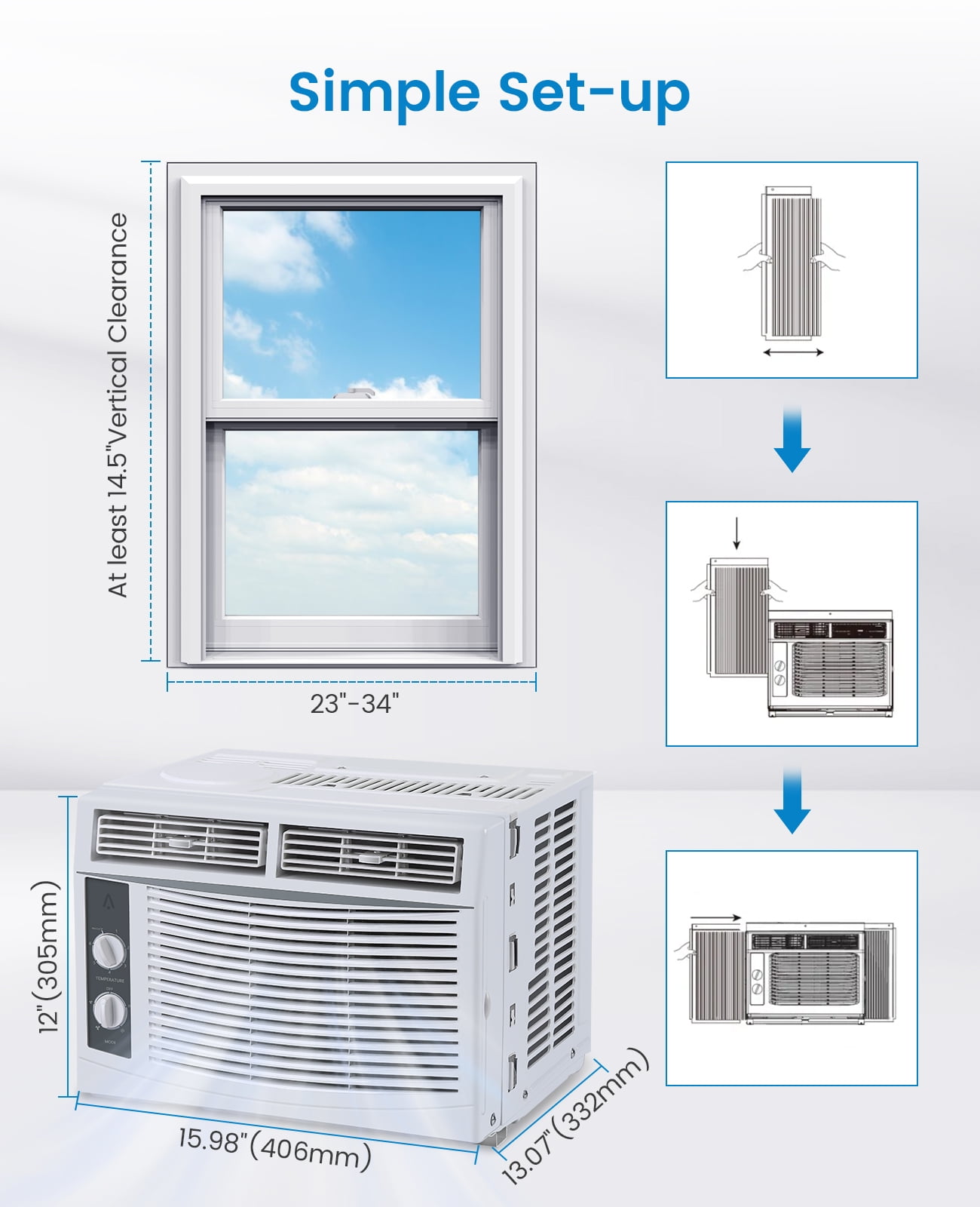 MERXENG 5000 BTU Window Air Conditioner Quiet Cooling Unit with Remote Control (White, 150 sq.ft) ke9ey