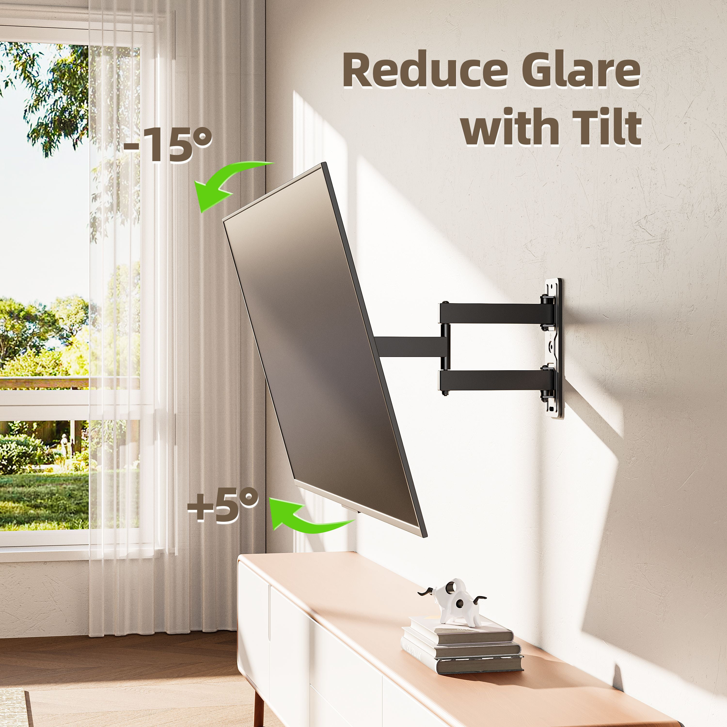 USX MOUNT Full Motion TV Wall Mount Bracket for 23 to 65 Inch Flat and Curved Screens (Black, 77 lb Capacity) 446ip