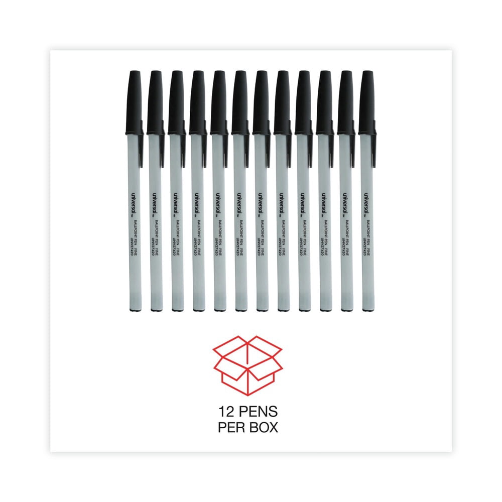 Universal Fine Point Ballpoint Pen Smooth Writing Office Supplies (Black, 12 Pack) i44ek