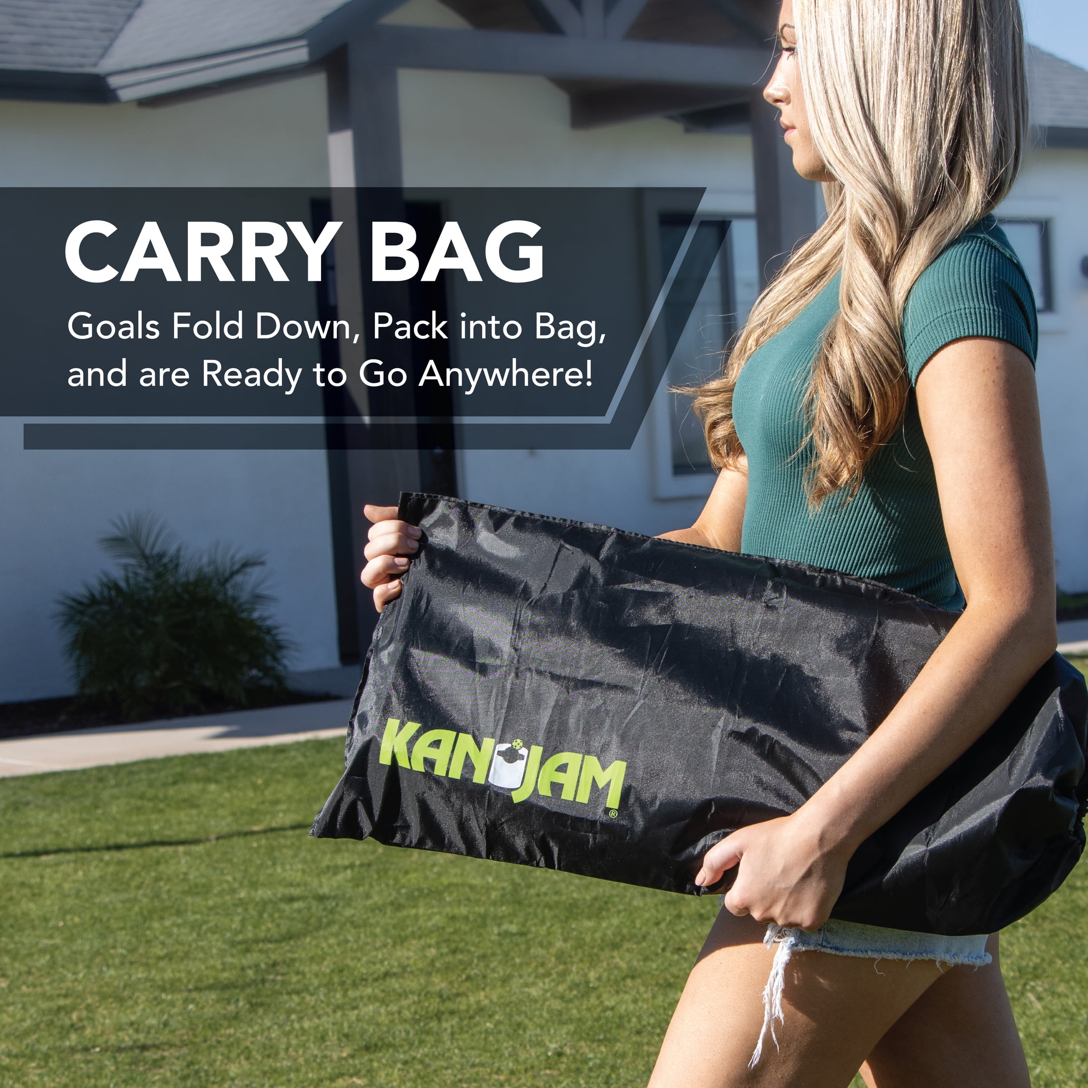 Kan Jam Pack ‘n Go Pickleball Portable Outdoor Game Set (Black, 2 Paddles and 2 Balls) qci2s