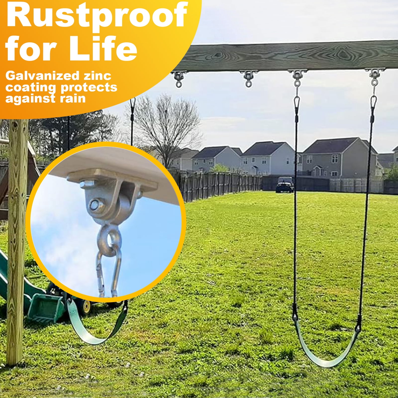 Celawork Heavy Duty Swing Hangers for Wooden Sets, Playground Porch & Indoor Outdoor Hanging Hardware (Silver, Set of 2) lcdst