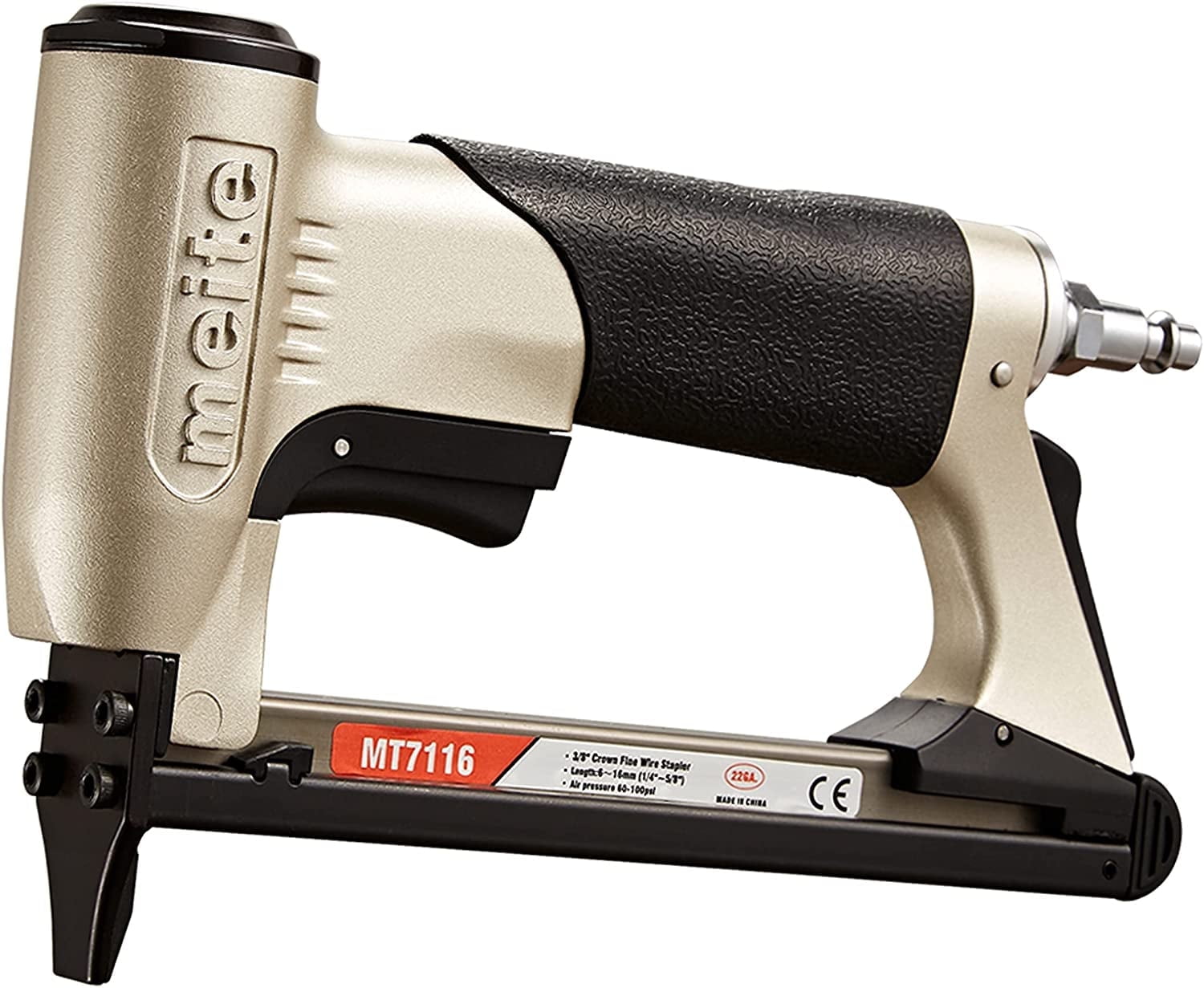 MEITE MT7116 Pneumatic Upholstery Staple Gun (22 Gauge, 3/8 in Crown, 1/4 in to 5/8 in Length) s4jjf