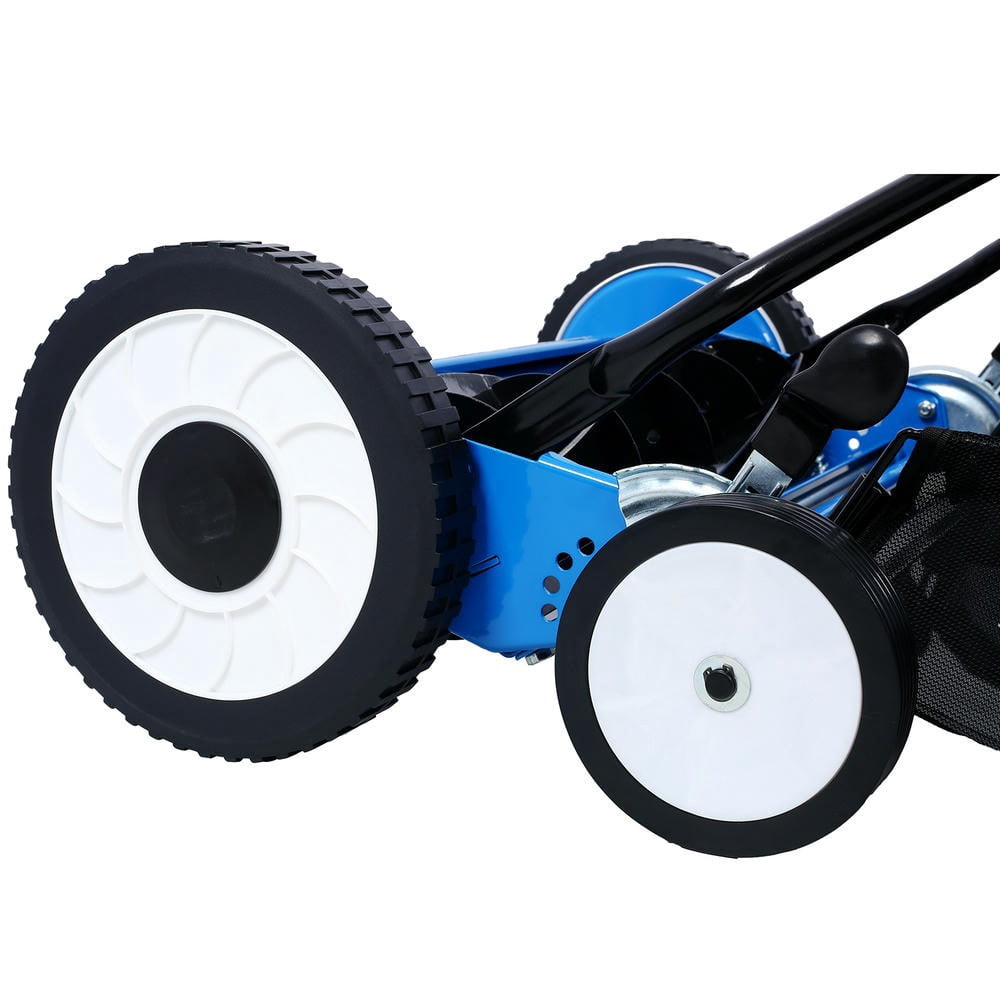 GVN 20-Inch 5-Blade Push Reel Lawn Mower with Grass Catcher (Blue, 20 in) edxvk