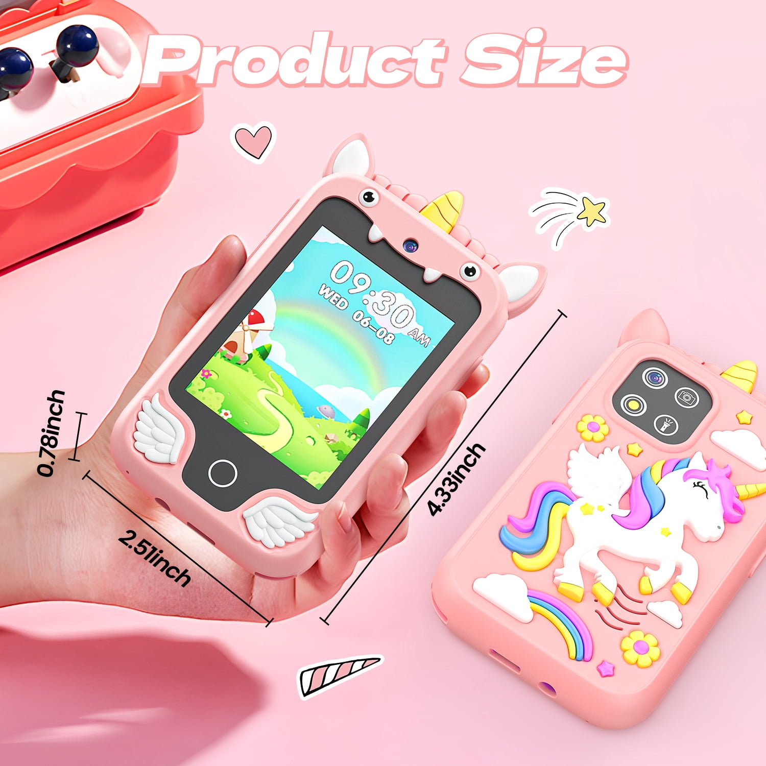 JoyStone Kids Smart Phone, 2.8 in Touchscreen Learning Toy with Dual Camera and Music Player (Pink, 8GB) 12ef4