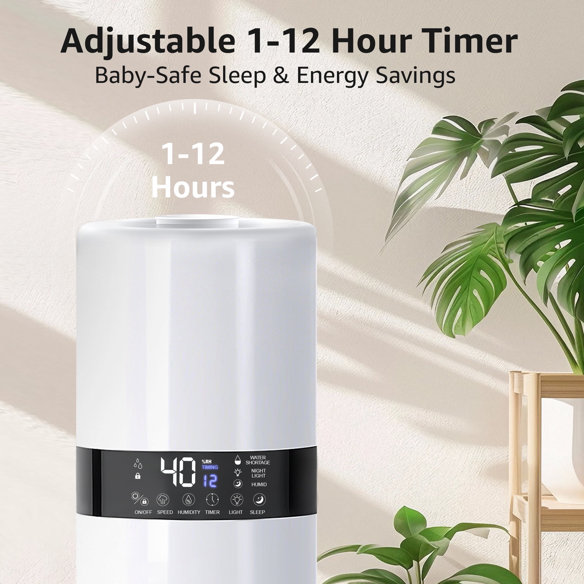 ITdodo Ultrasonic Cool Mist Humidifier for Large Rooms, Top Fill Smart Humidity Control with Remote (White, 2.38 gal) s8xi9