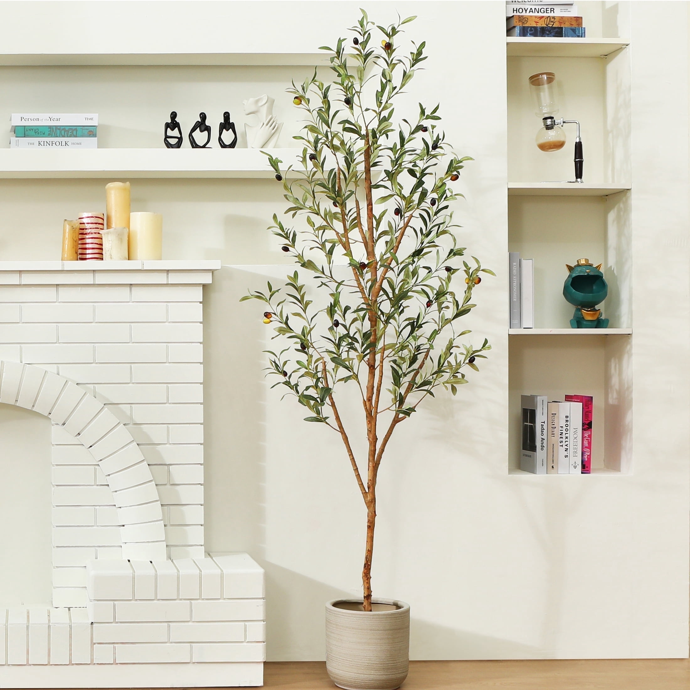 DR.Planzen Artificial Olive Tree with Realistic Leaves and Natural Trunk (Black, 6 ft) mzel6