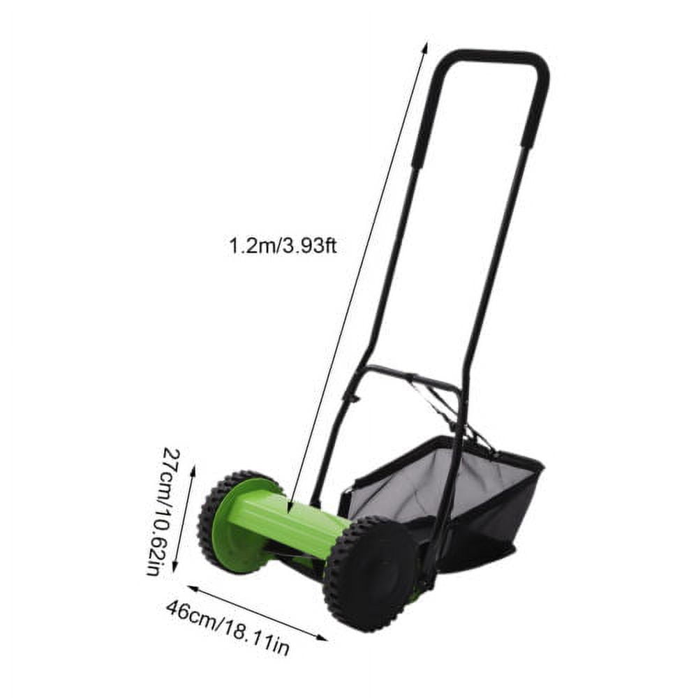 Generic Manual Reel Lawn Mower 5-Blade Push Walk Behind (Green, 12 in Cutting Width) bkmju