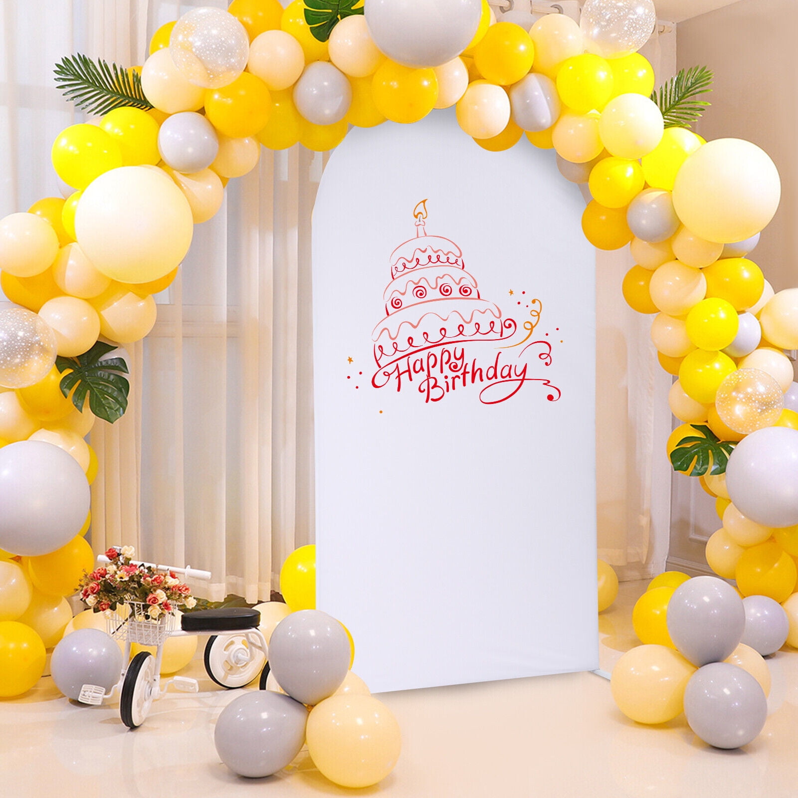 Generic Balloon Arch Frame Kit Wedding Backdrop Stand with Cloth Cover (White, 47.28 in x 19.68 in x 86.64 in) t105b