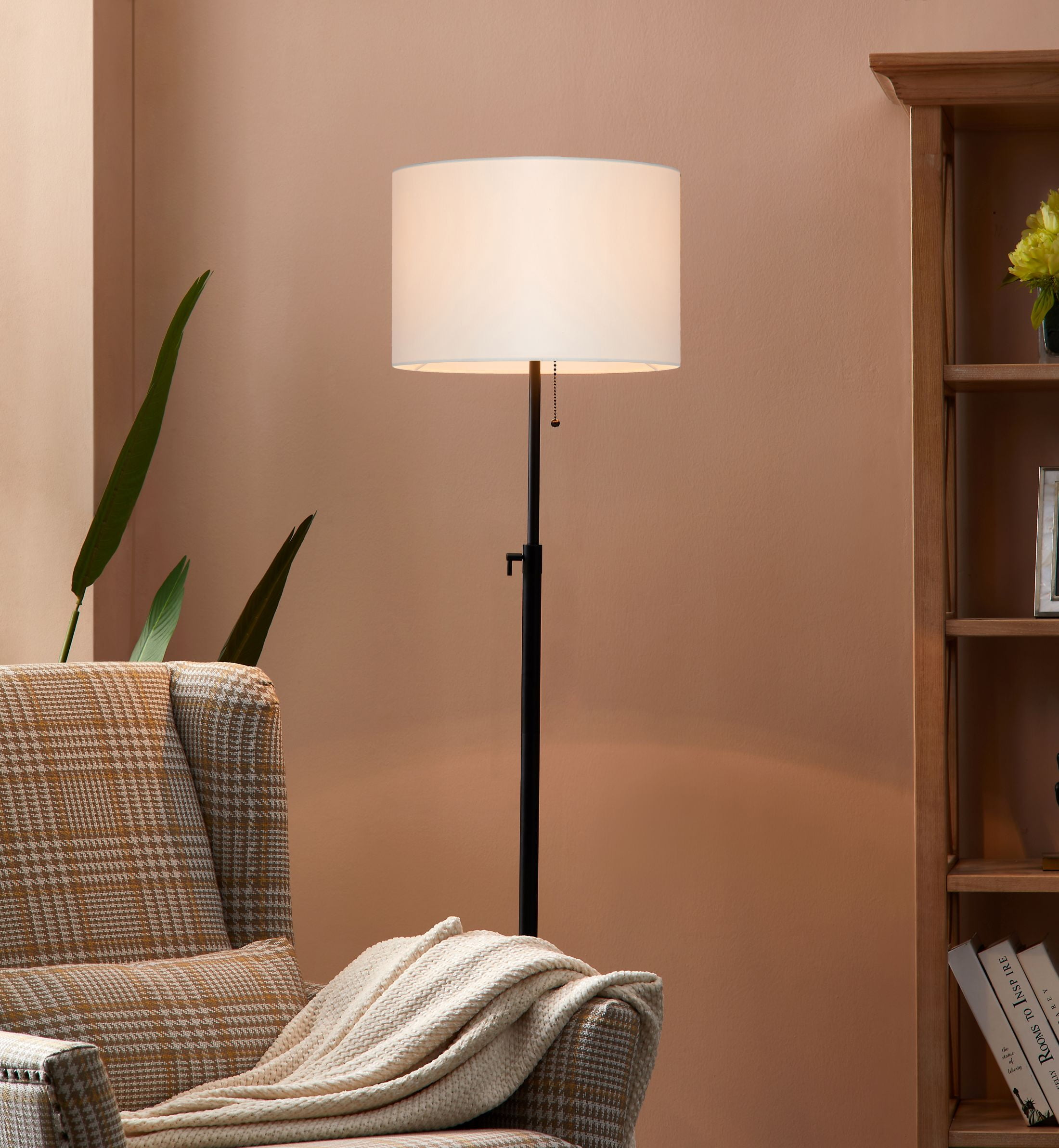 Kawoti Adjustable Height Floor Lamp, Modern Standing Lamp for Living Room and Office (Matte Black, 64.5 in) yl7vs