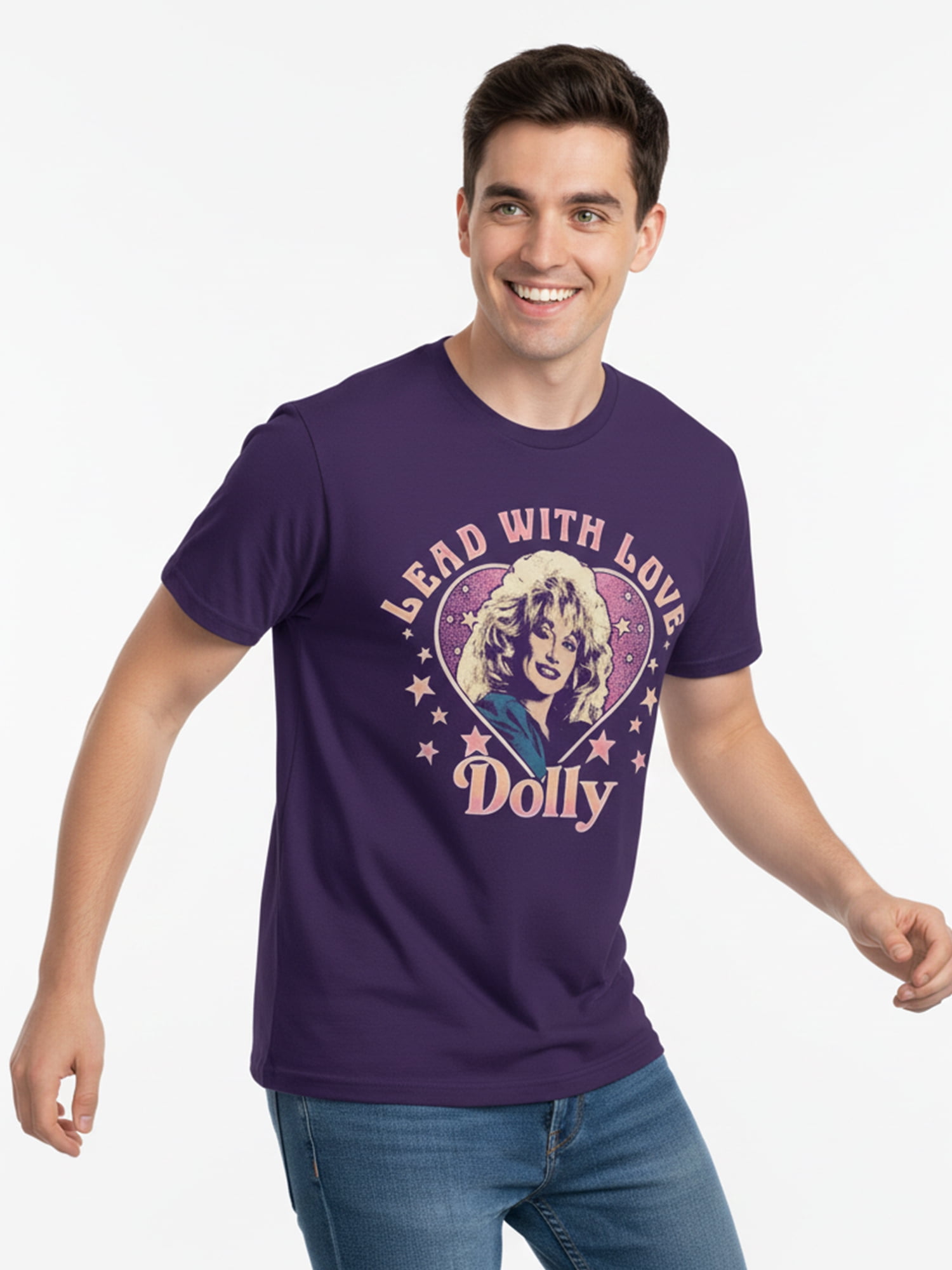 Dolly Parton Men's Pride Graphic Tee Lead With Love (Black, S-3XL) sioff