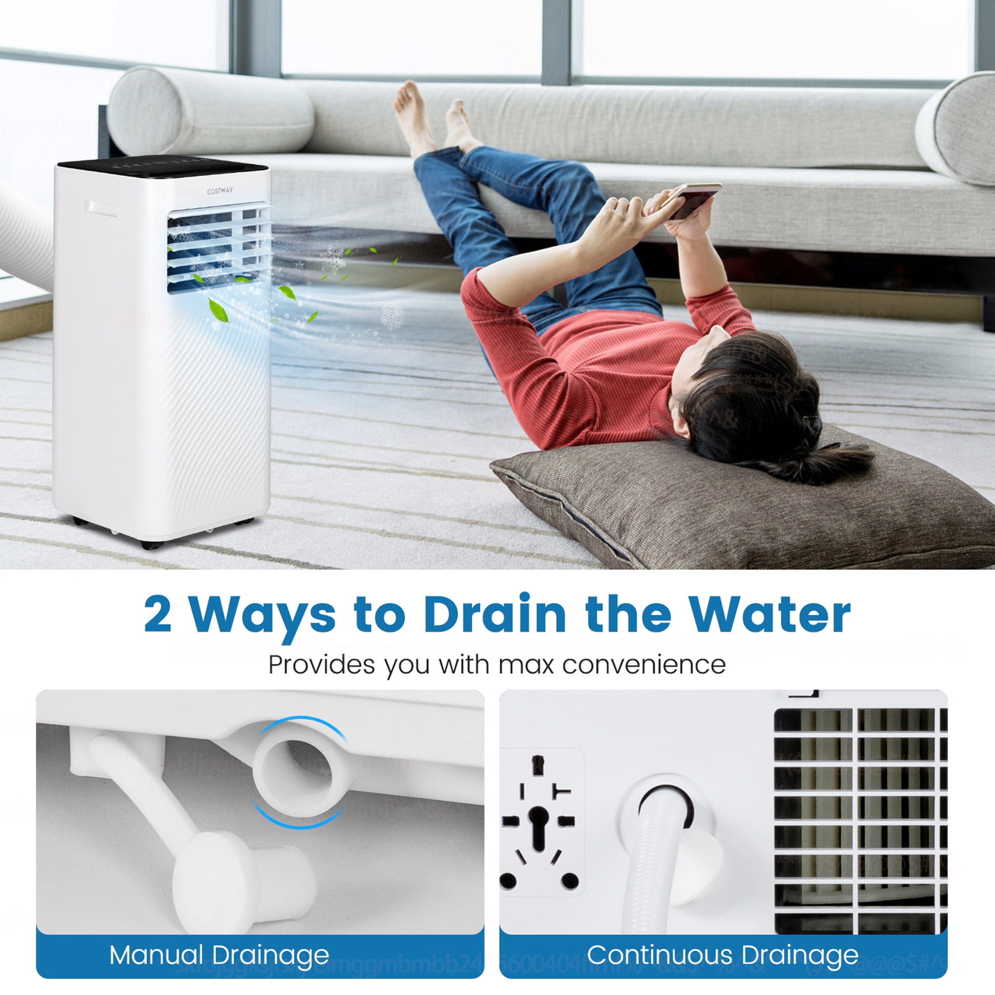 Costway Portable Air Conditioner 10000 BTU 4-in-1 Cooling Fan Dehumidifier with Remote Control (White, 350 sq.ft) gl0rg