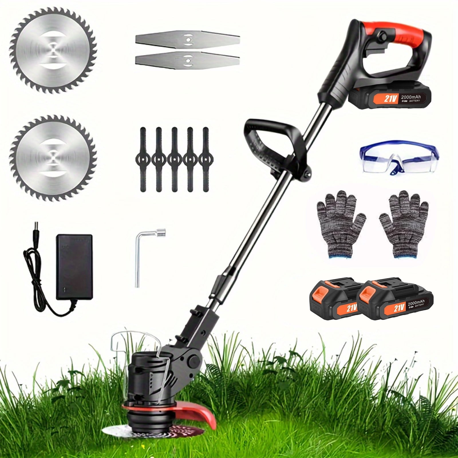 Lemonenergy Cordless Electric Grass Trimmer and Weed Wacker with Dual Batteries (Black, 6 in Cutting Diameter) o4qjk