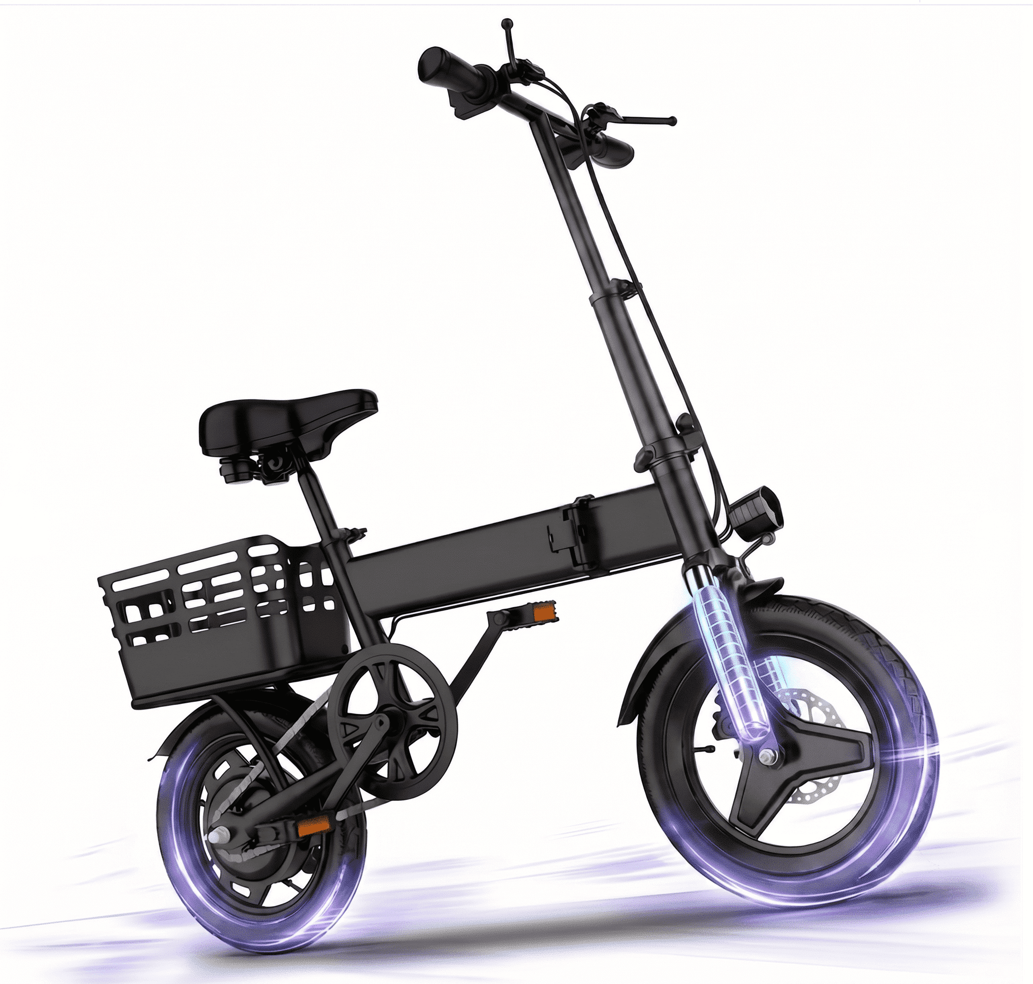 SNNAFFOB 14 in Foldable Electric Commuter Bike with Basket, 500W Motor, 36V 12Ah Battery, 20 MPH (Black, 14 in) p233c