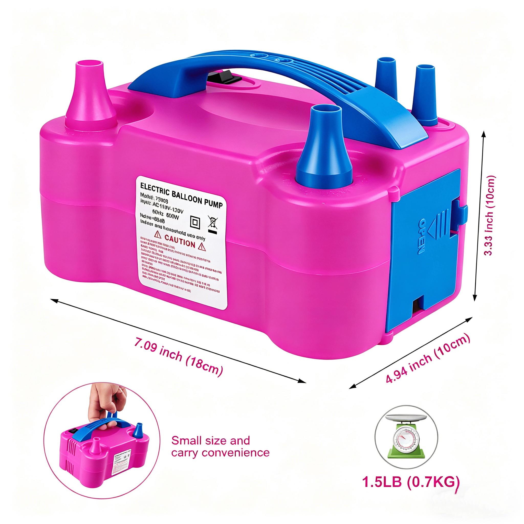 Morelax Electric Balloon Pump, Portable Dual Nozzle Inflator for Party Decorations (1.2 lb) 4cwmk