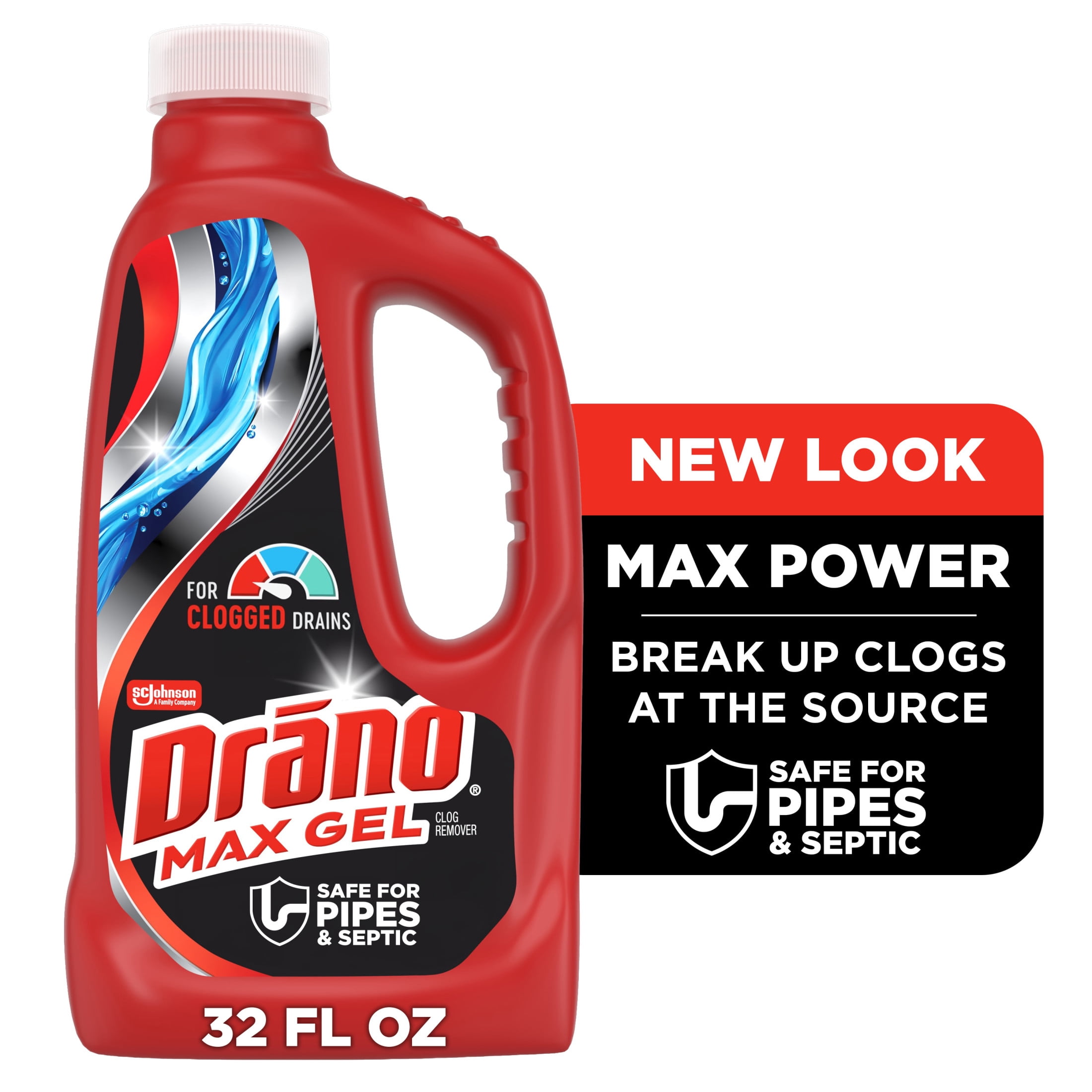 Drano Max Gel Drain Clog Remover, Heavy-Duty Pipe Cleaner for Kitchen and Bathroom (32 oz) 2m72o