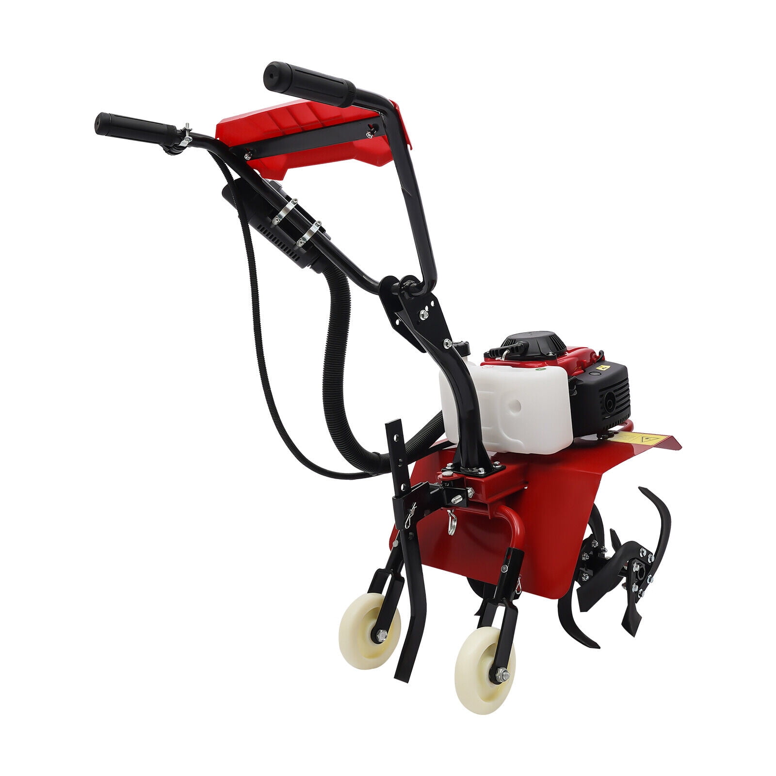 Generic 63cc Gas Powered Tiller Cultivator, Heavy-Duty Garden Soil Rototiller (Red, 13.78 in Width) 847gp