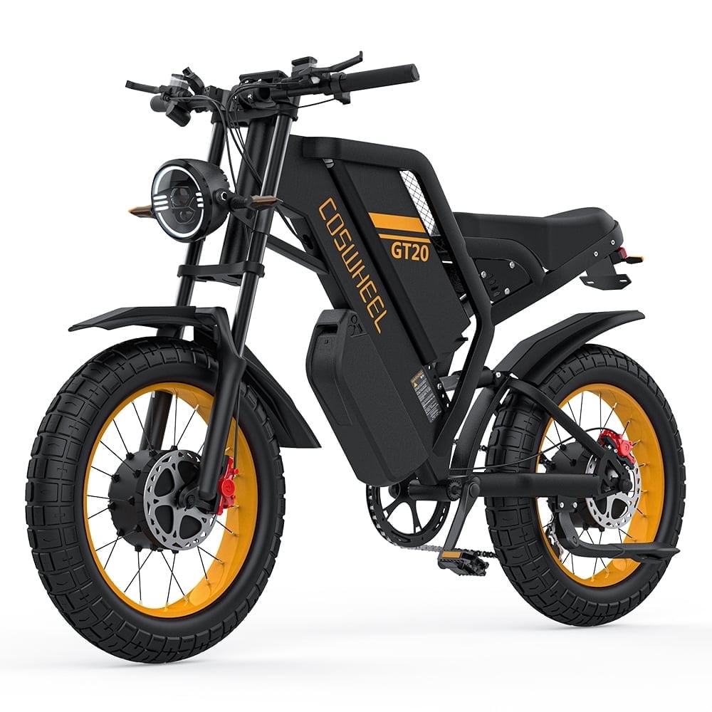 COSWHEEL GT20 Pro Electric Bike for Adults, 3000W Motor Fat Tire E-Bike with 48V/25Ah Battery, 7-Speed Off-Road Mountain Bicycle (Black, 20 in) 8boit