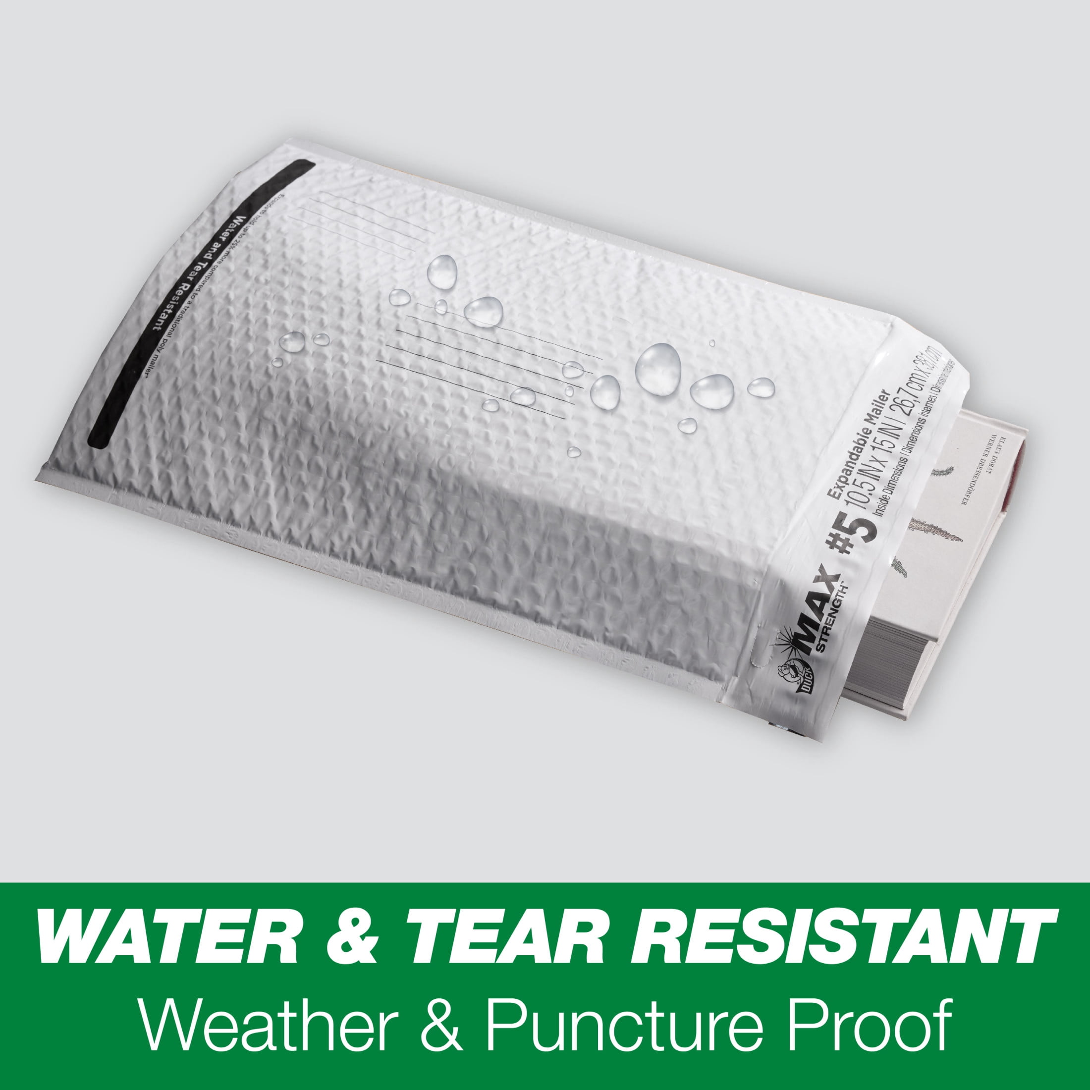 Duck Brand Max Strength Self-Sealing Gusseted Poly Bubble Mailer (White, 10.5 in x 15 in) ov935