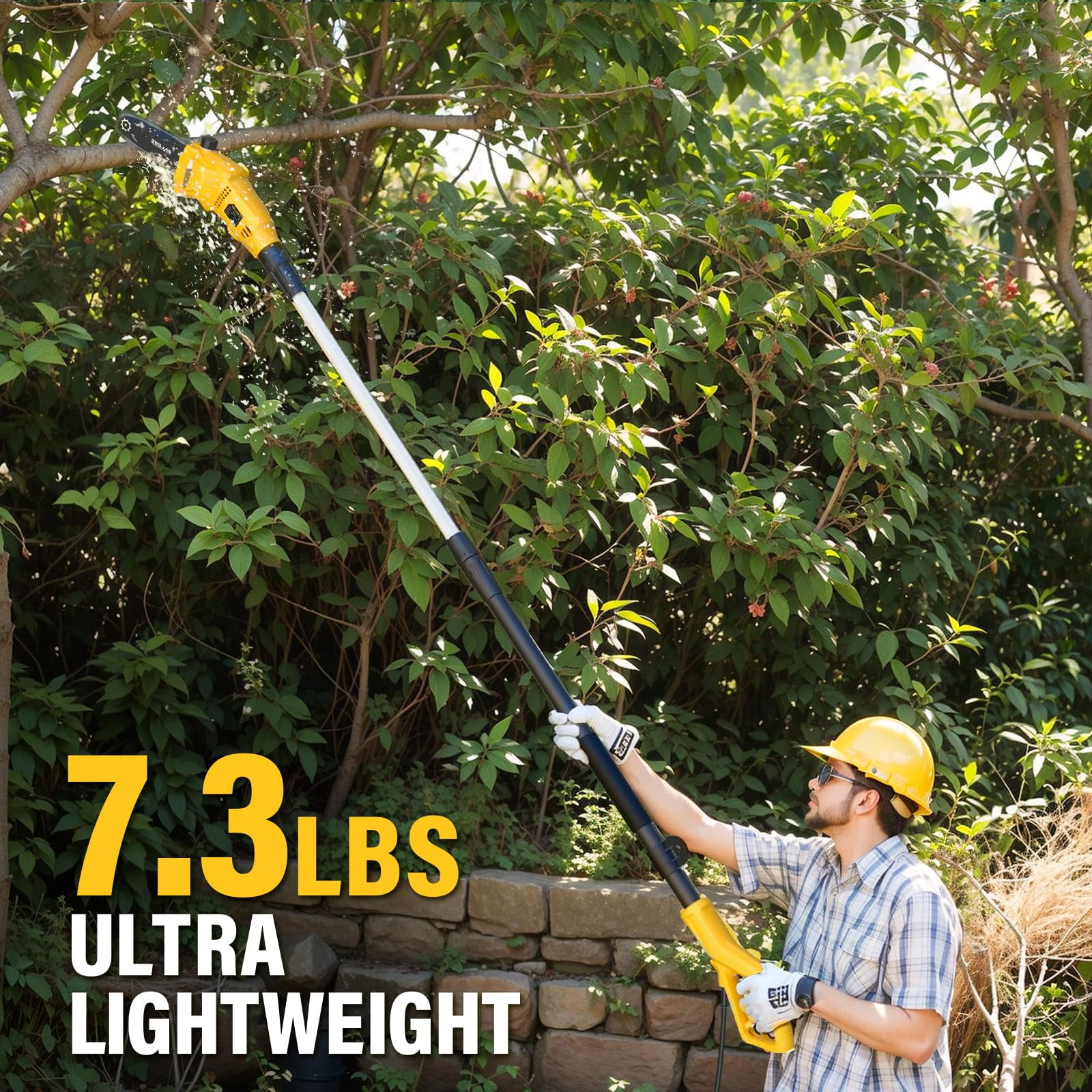 ZEGJAW Electric Pole Saw, 6 Amp Corded Tree Trimmer with 8 in Bar, 13 ft Extended Reach (Orange, 7.3 lb) 11quy