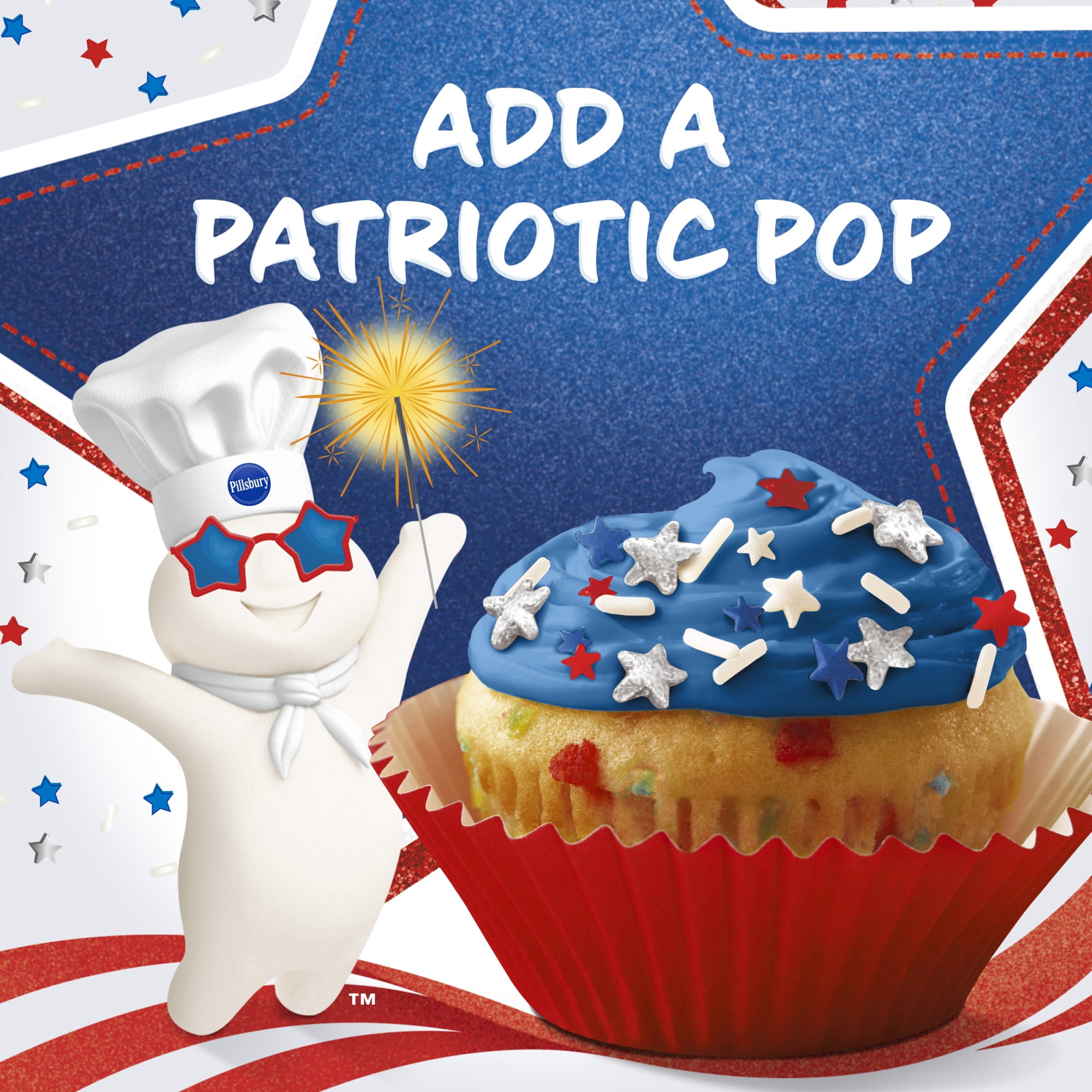 Pillsbury Funfetti Stars and Stripes Vanilla Frosting with Sprinkles (Blue, 15.6 oz) nmtoo