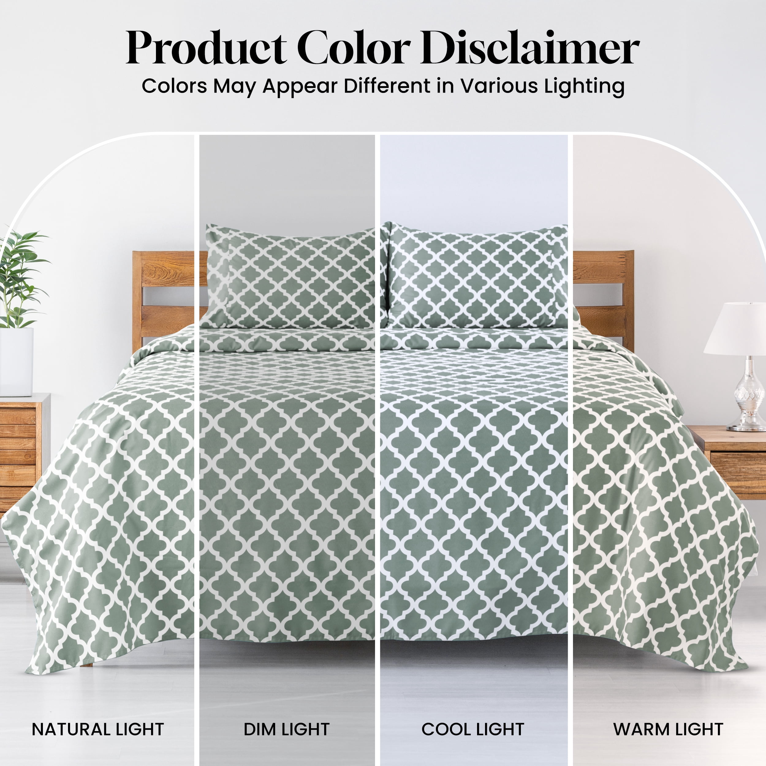 Lux Decor Collection Queen Bed Sheet Set (4-Piece, Quatrefoil Pattern, Grey) aabee