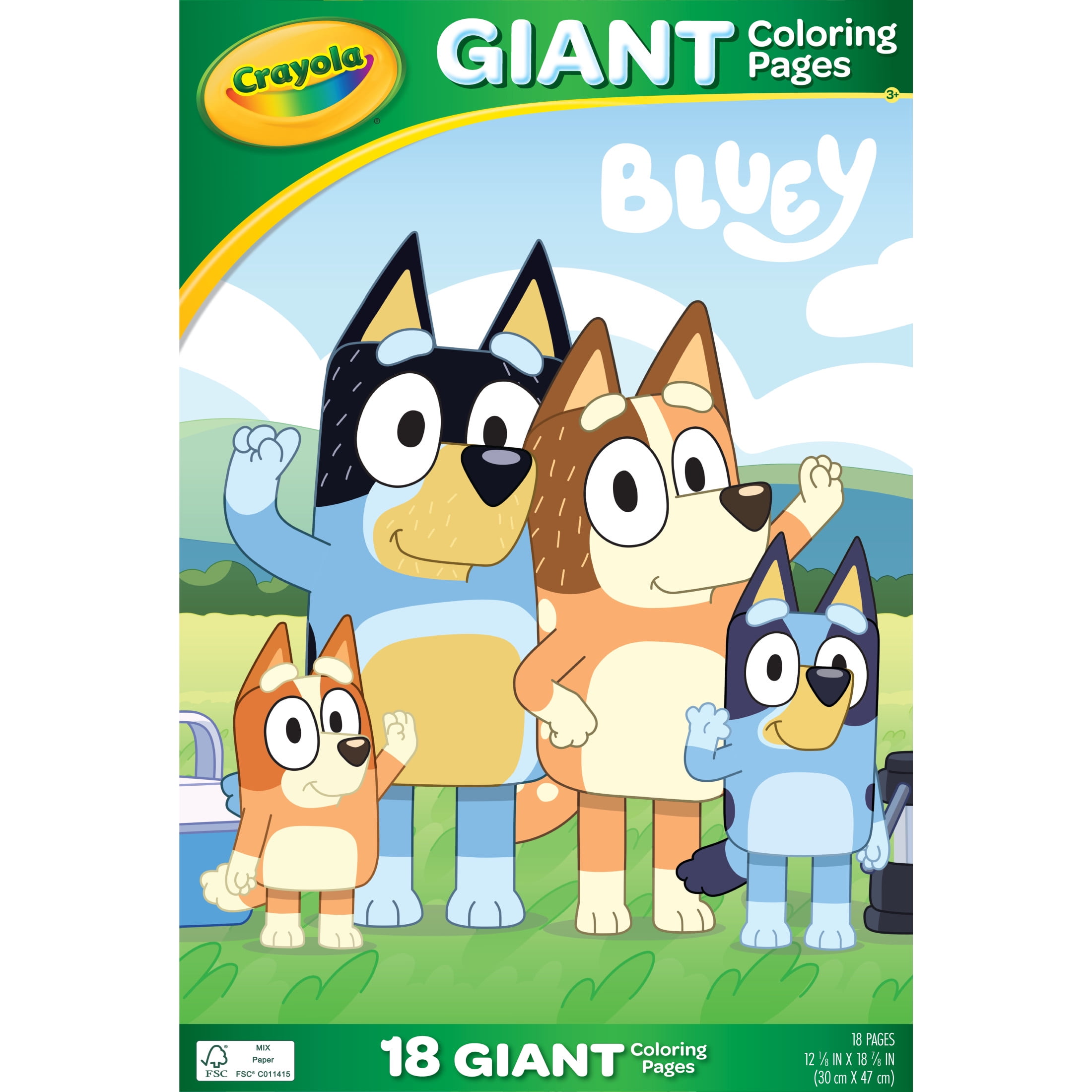 Crayola Bluey Giant Coloring Pages Set (18 Sheets) a83ex