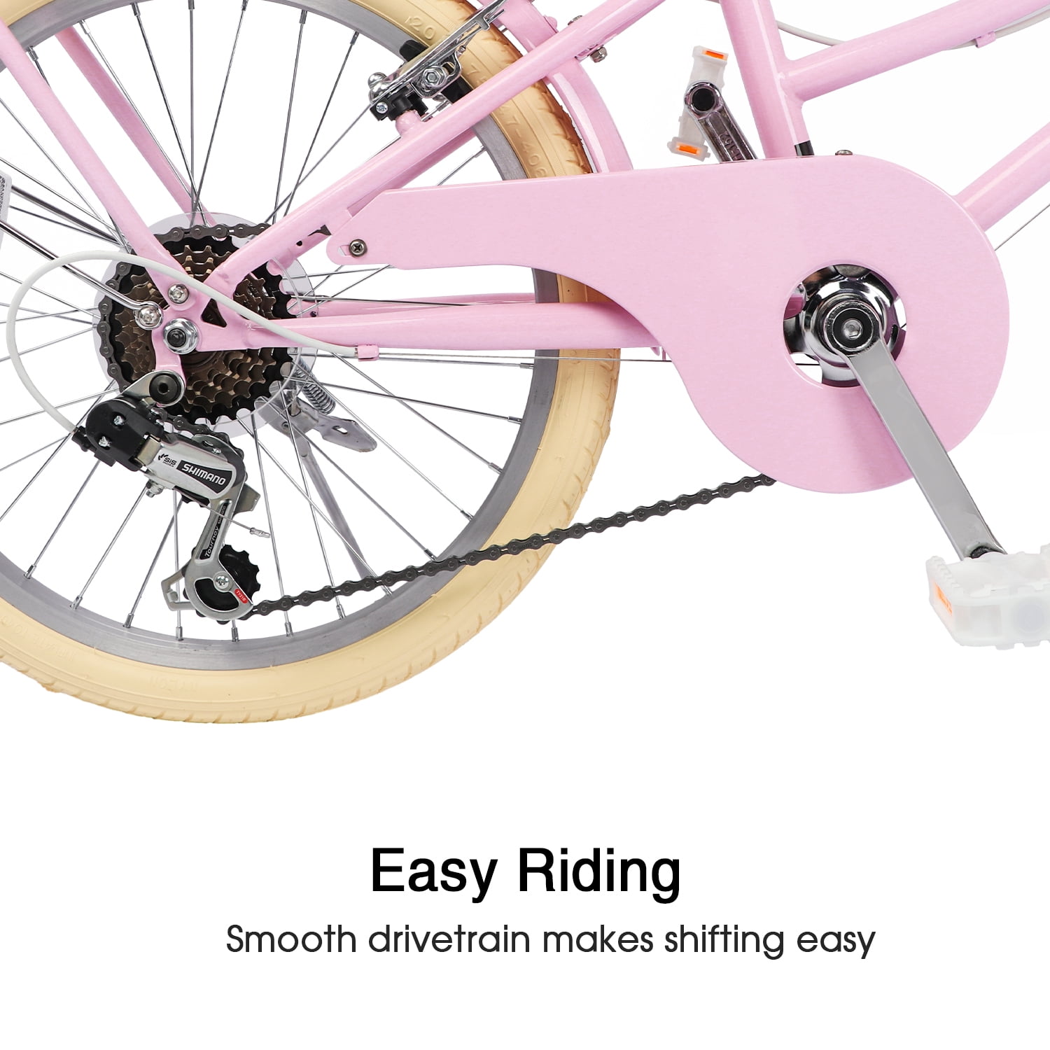 Glerc Missy 24 in Girls Cruiser Bike, 6-Speed Hybrid Bicycle with Wicker Basket (Pink) rf9wa