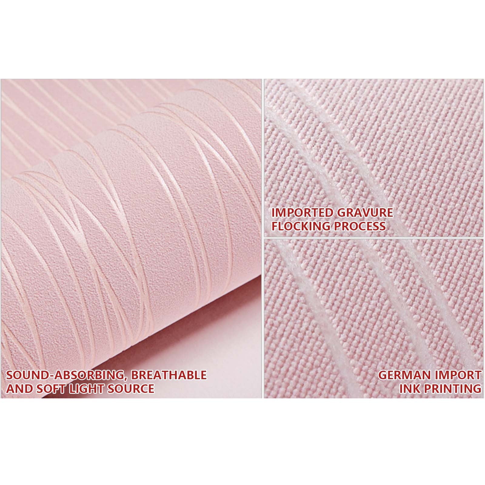 Lksixu Embossed Stripes Wallpaper, 3D Textured Peel and Stick Contact Paper for Home Decor (Pink, 21 in x 33 ft) g40f2