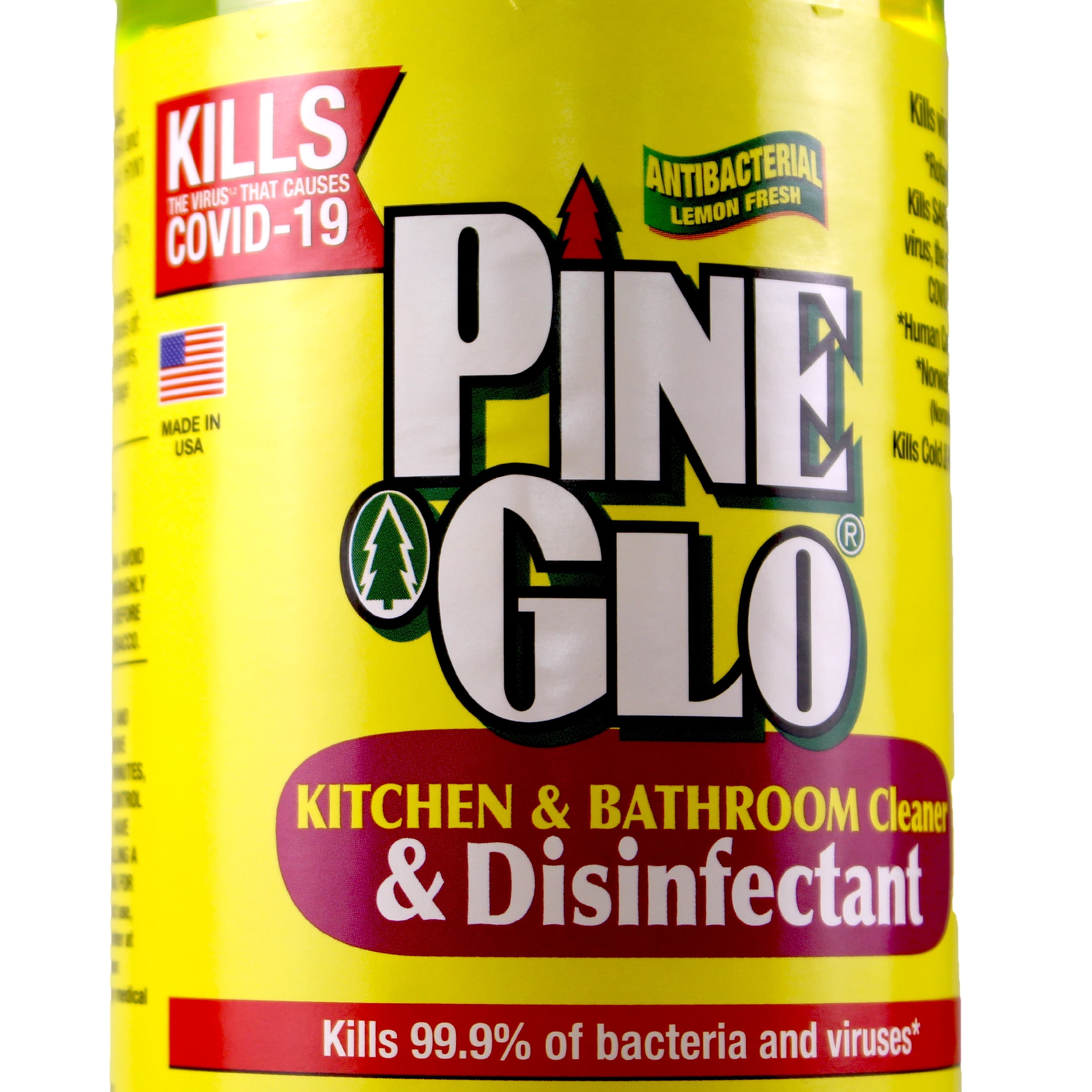 Pine Glo Kitchen & Bath Household Cleaner, Lemon Scented Multi-Surface Disinfectant (40 oz) tqqef