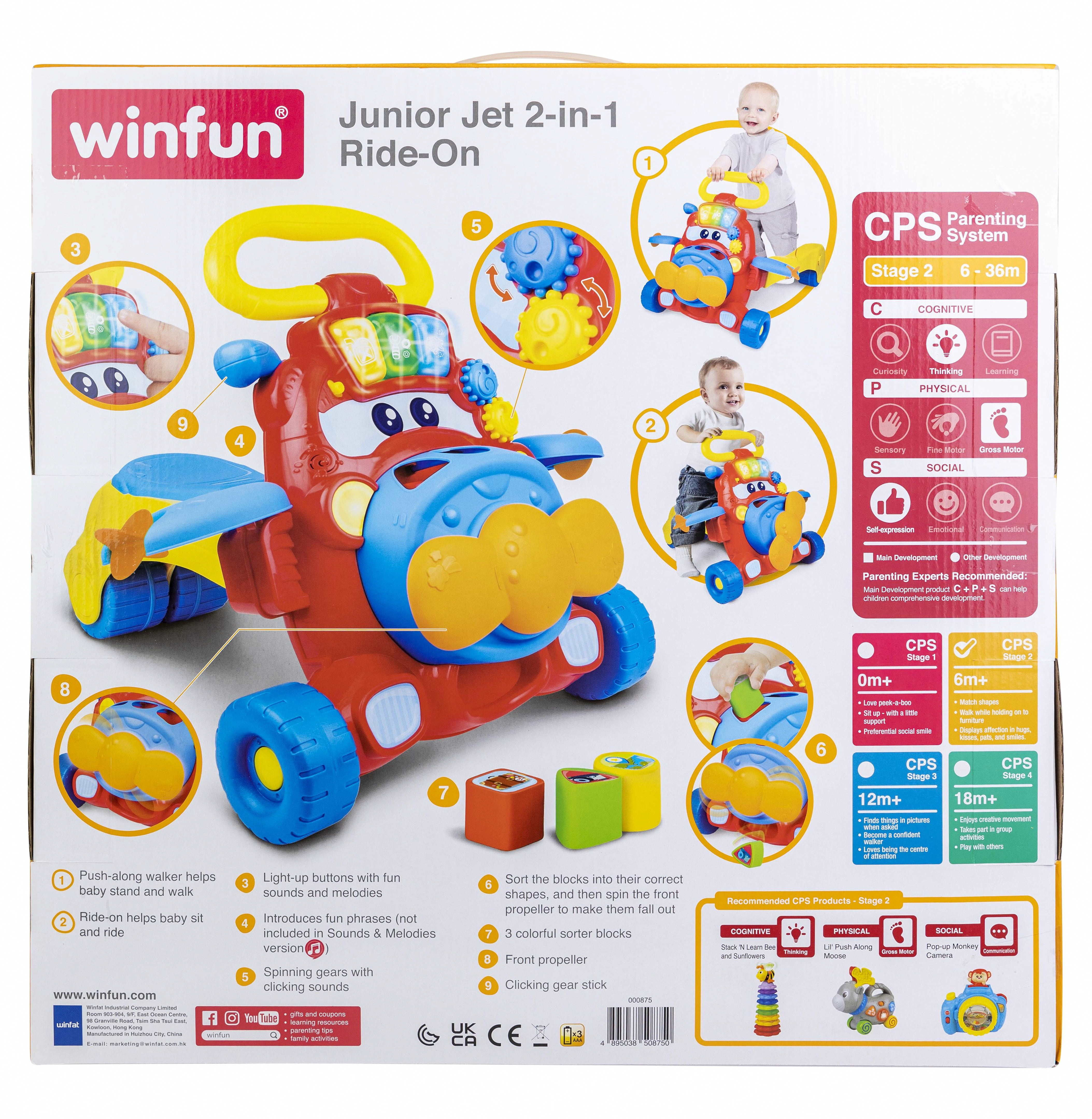 Winfun Junior Jet 2-in-1 Ride-On and Walker Activity Toy (Red, 1 Count) 1l000