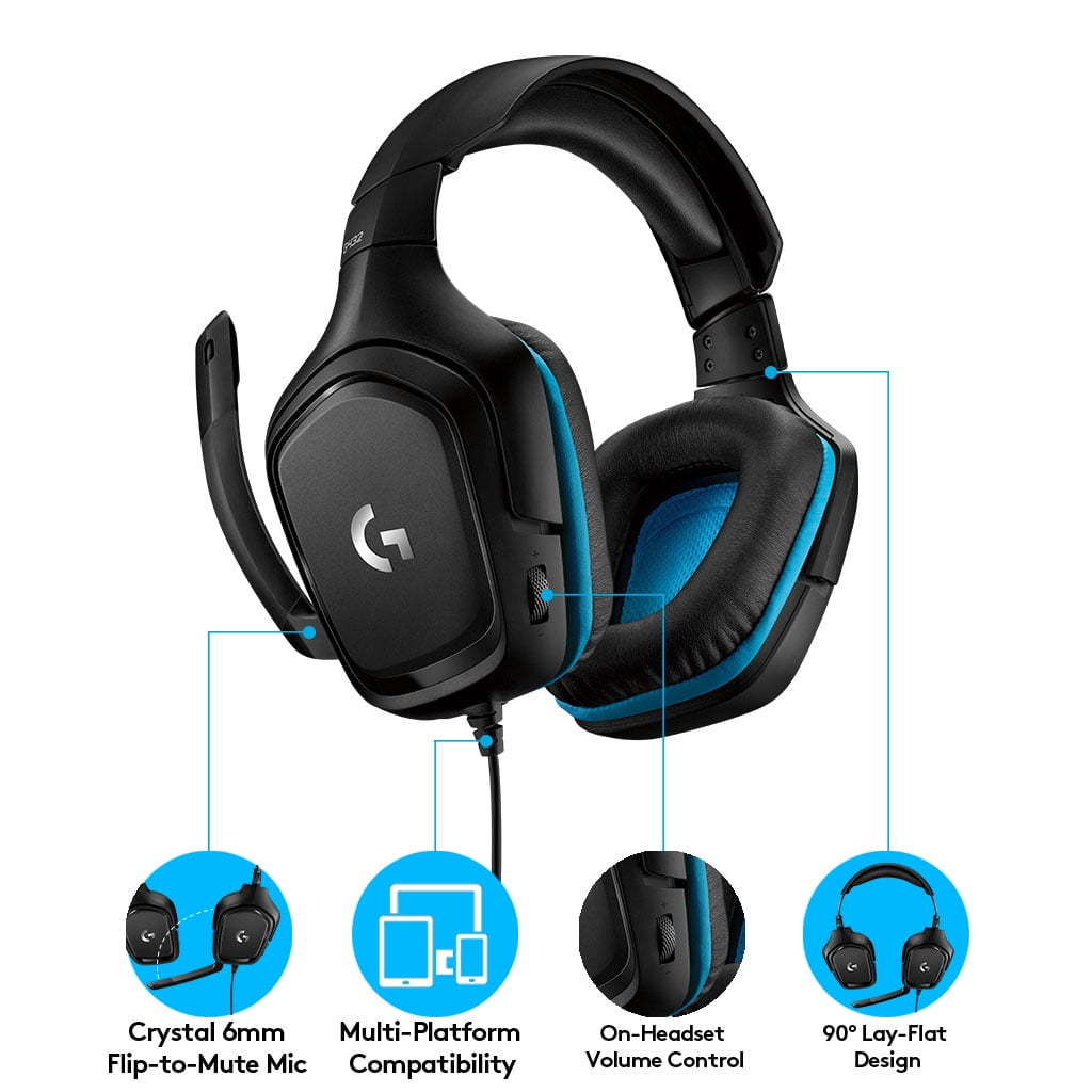 Logitech G G432 Wired Gaming Headset with 7.1 Surround Sound and Flip-to-Mute Microphone (Black, 1 Unit) yfrio
