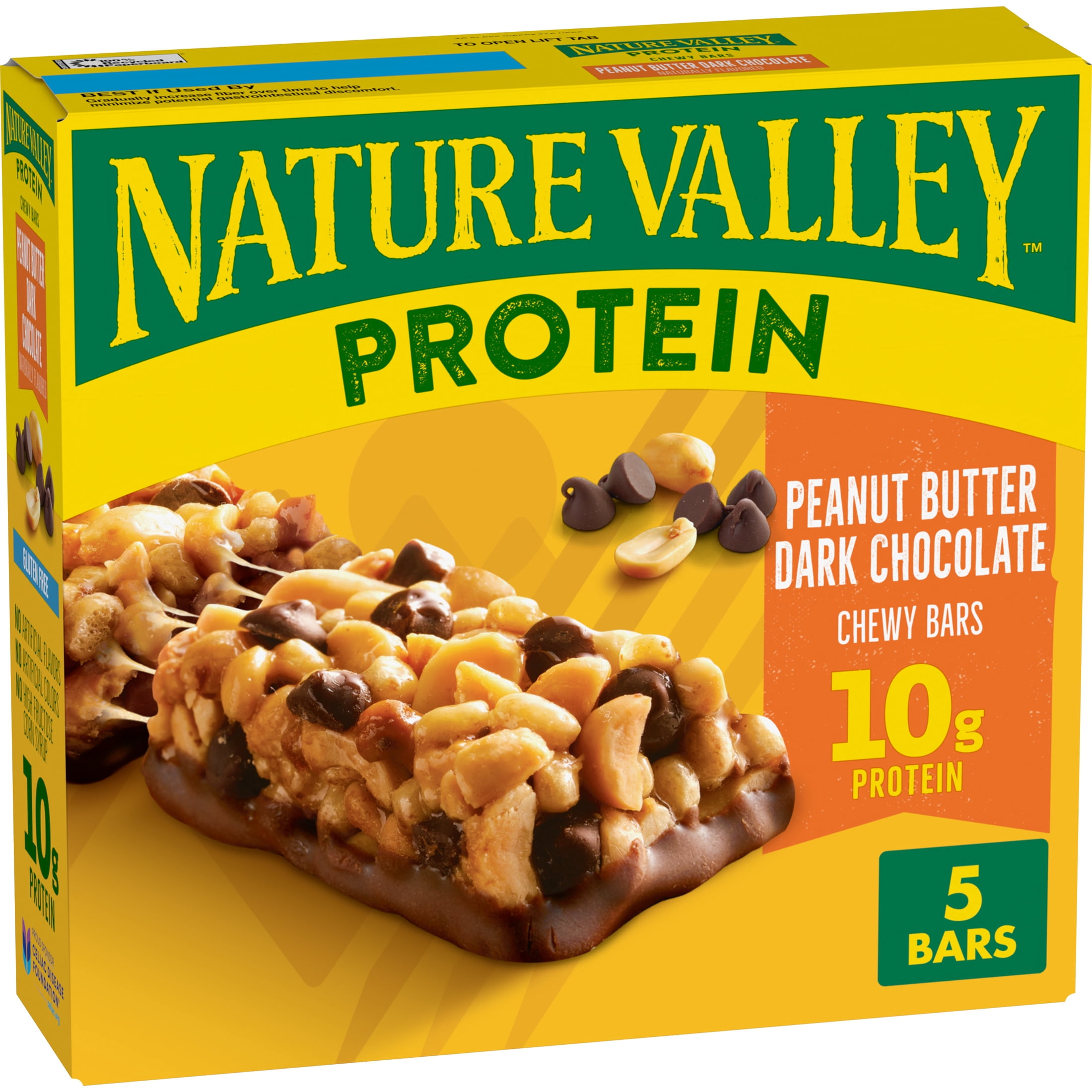 Nature Valley Protein Chewy Snack Bars, Peanut Butter Dark Chocolate (5 Bars, 7.1 oz) yl0fi