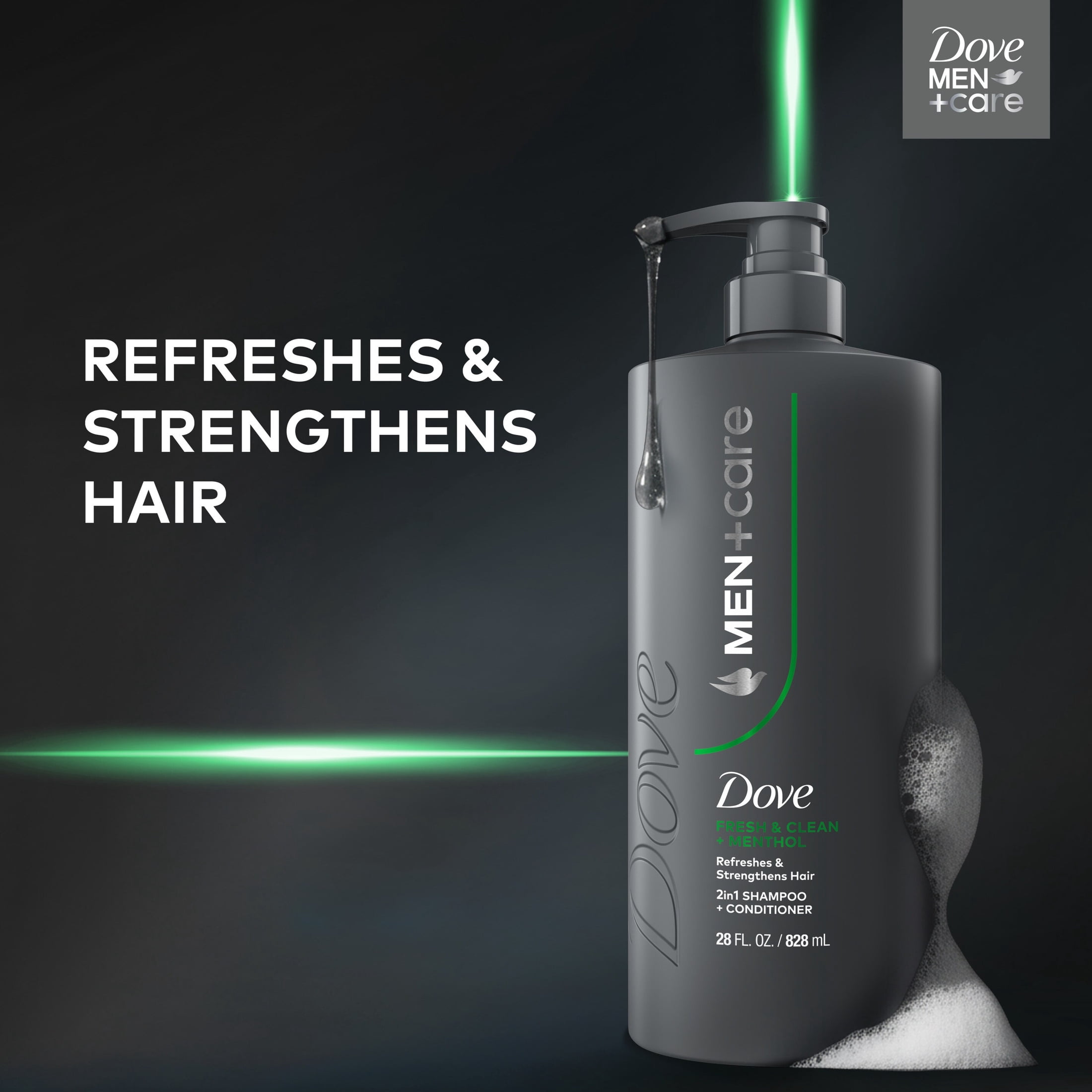 Dove Men+Care 2-in-1 Shampoo and Conditioner, Refreshing and Strengthening Formula for All Hair Types (Fresh + Clean, 28 fl oz) wavo5