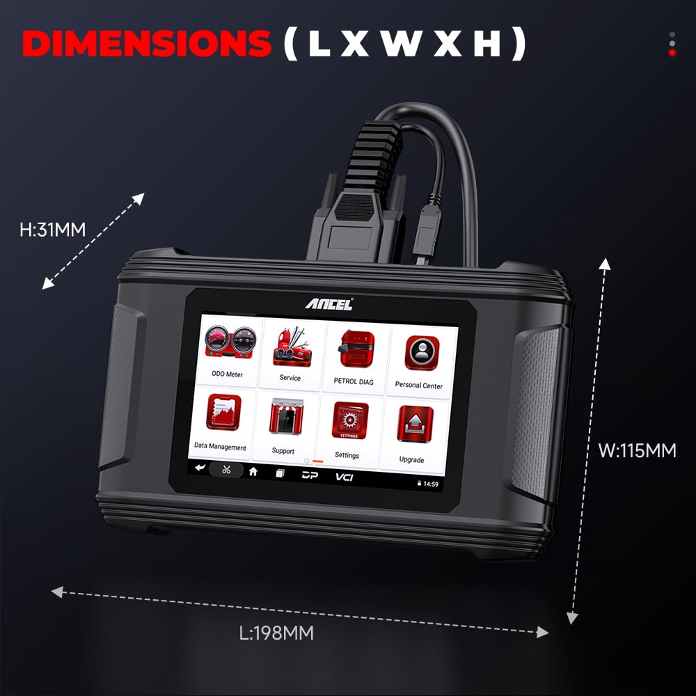ANCEL DM500 OBD2 Scanner Car Diagnostic Tool and Odometer Correction Reader (Black) axw3j