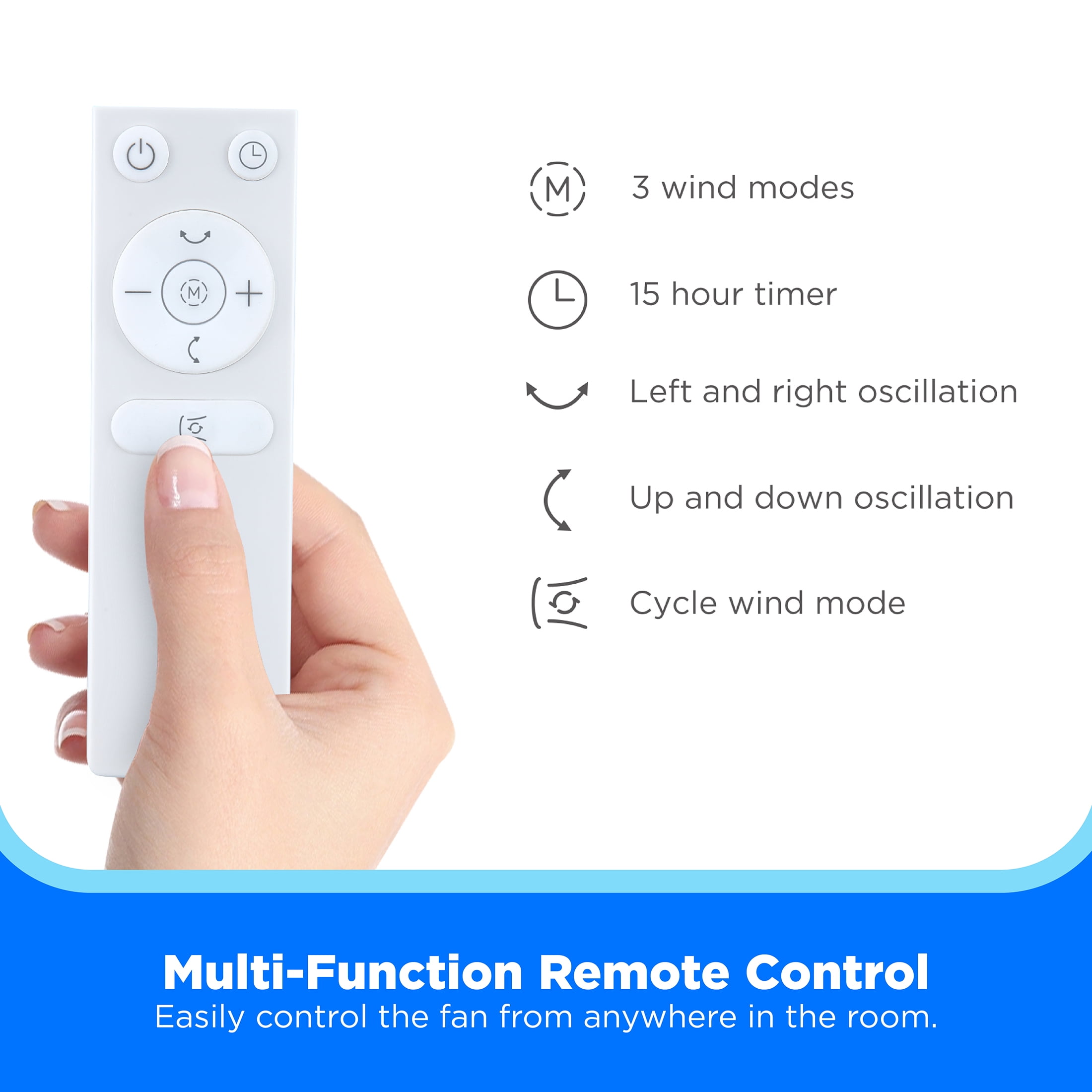 Midea Smart Pedestal Fan with Remote, 12-Speed Adjustable Height Oscillating Cooling Fan (White, 33.9-44.1 in) to45o