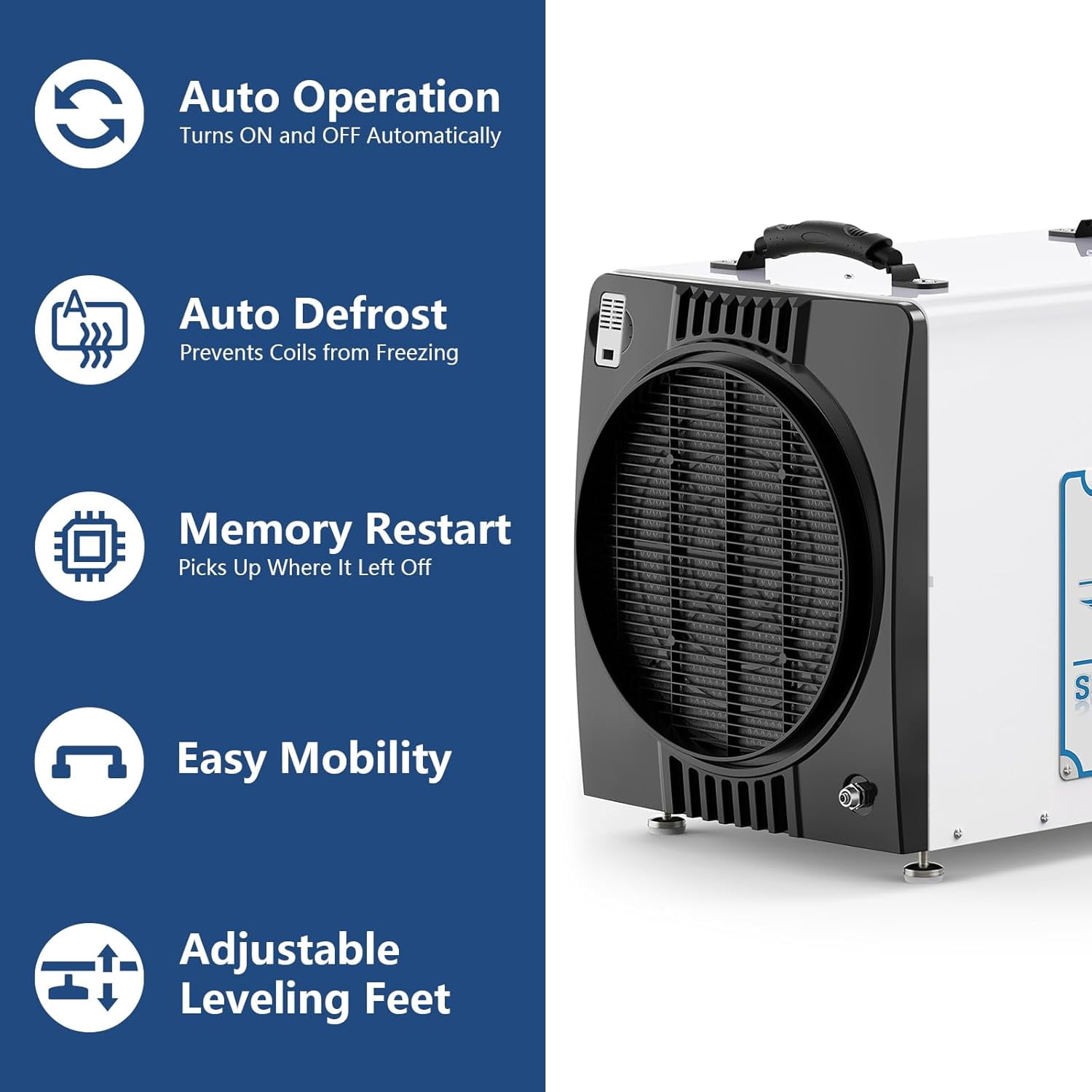 AlorAir Commercial Dehumidifier for Basement and Crawl Space with Built-in Pump and Drain Hose (White, 198 PPD) heqtw