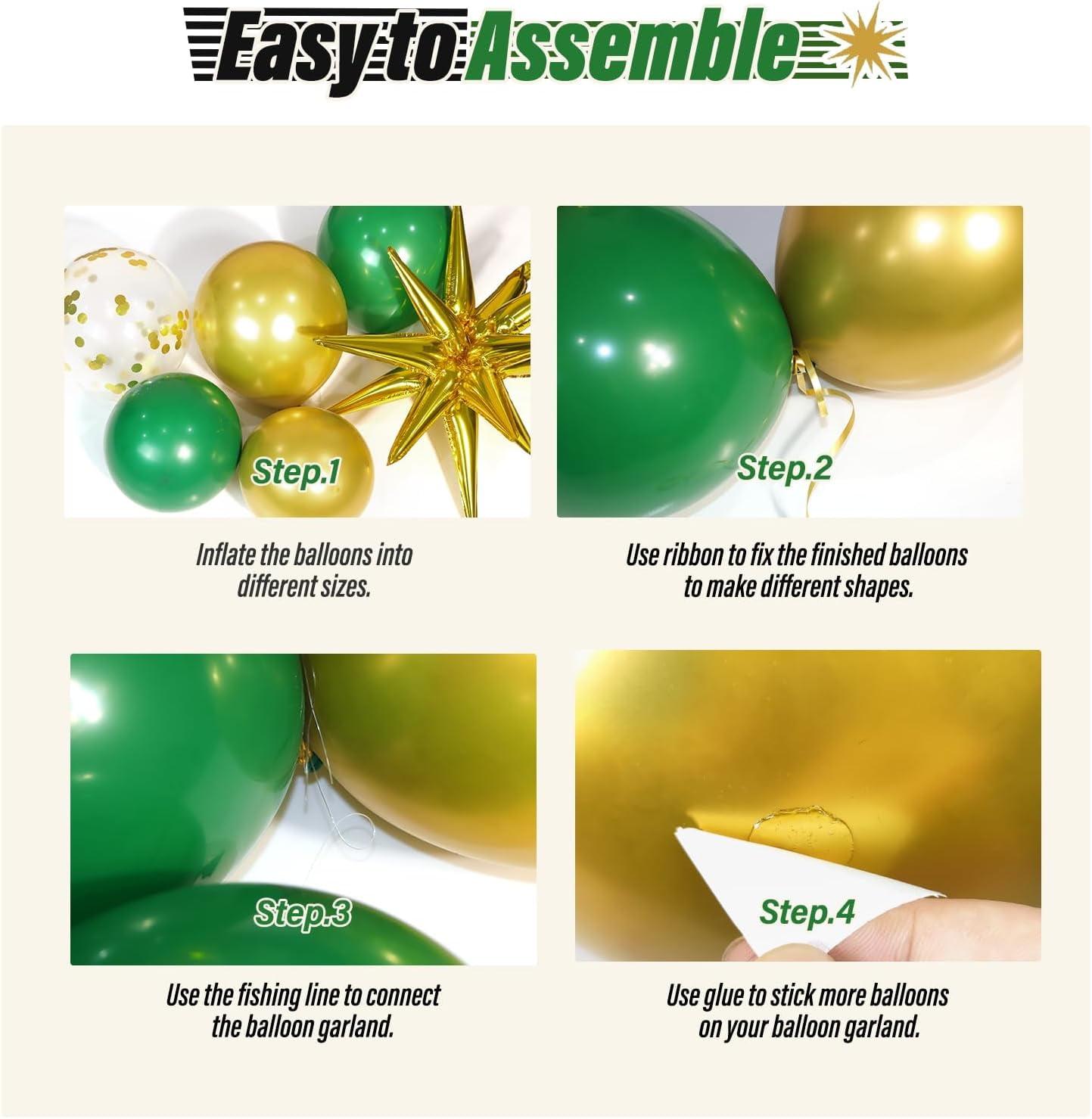 NeoMart Balloon Arch Kit (Emerald Green and Metallic Gold, 122 Pieces) ftt5z