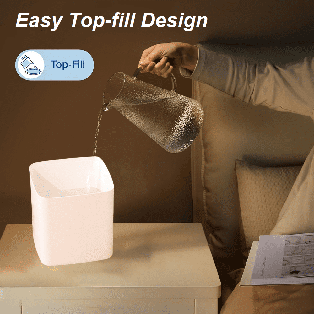 HHENGYISOUL Large Room Humidifier, Top Fill Ultrasonic Mist Maker with Dual Spray Ports and Night Light (White, 101 fl oz) 1uexa