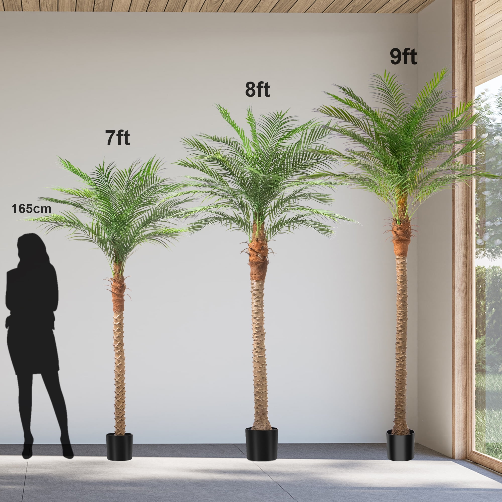 Olivivi Artificial Palm Tree, Lifelike Silk Plant for Home and Office Decor (Green, 7 ft, 2 Pack) 3z2l5