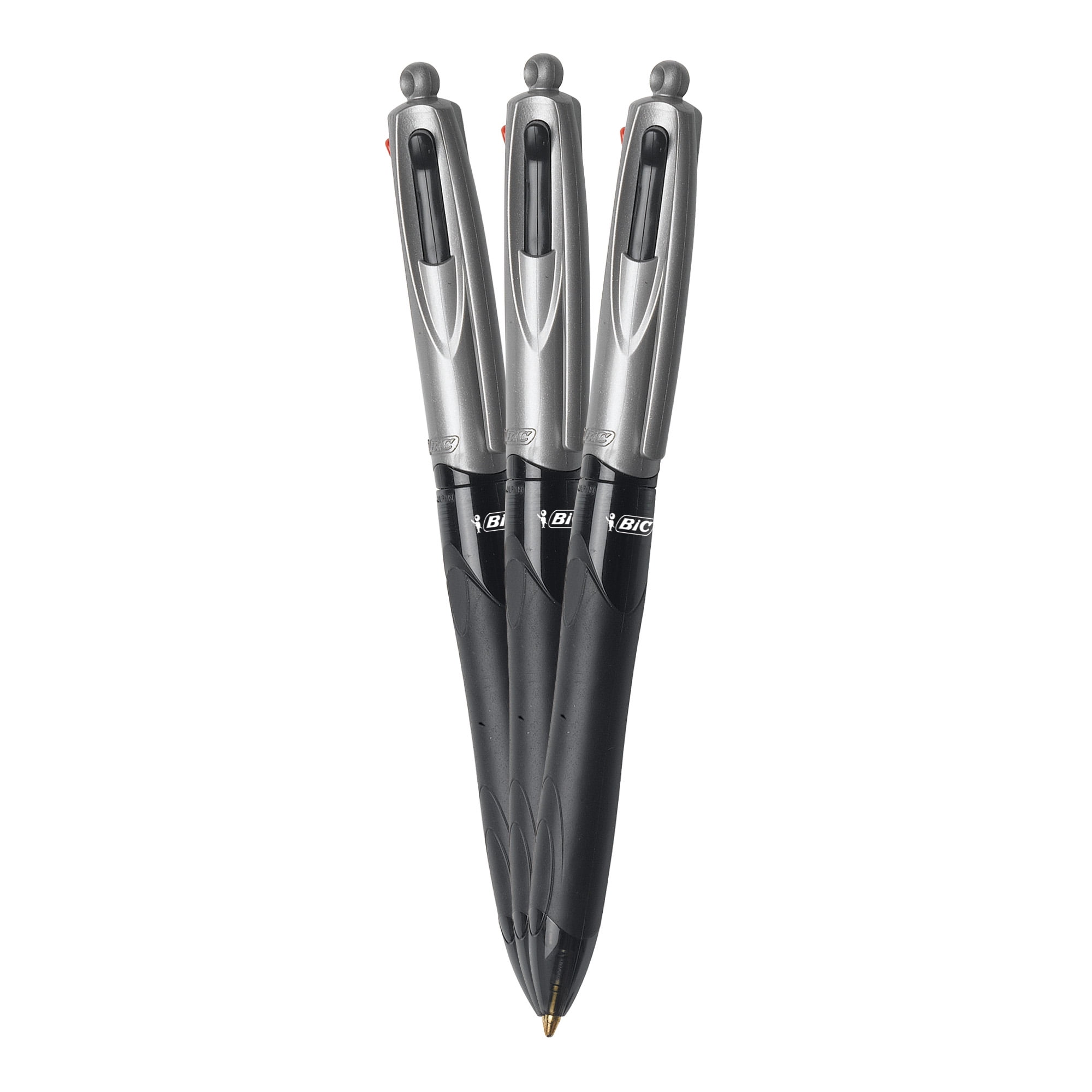 BIC 4-Color Grip Retractable Ball Pens, Medium Point (Multi-Color, 12-Count Pack) w24yr