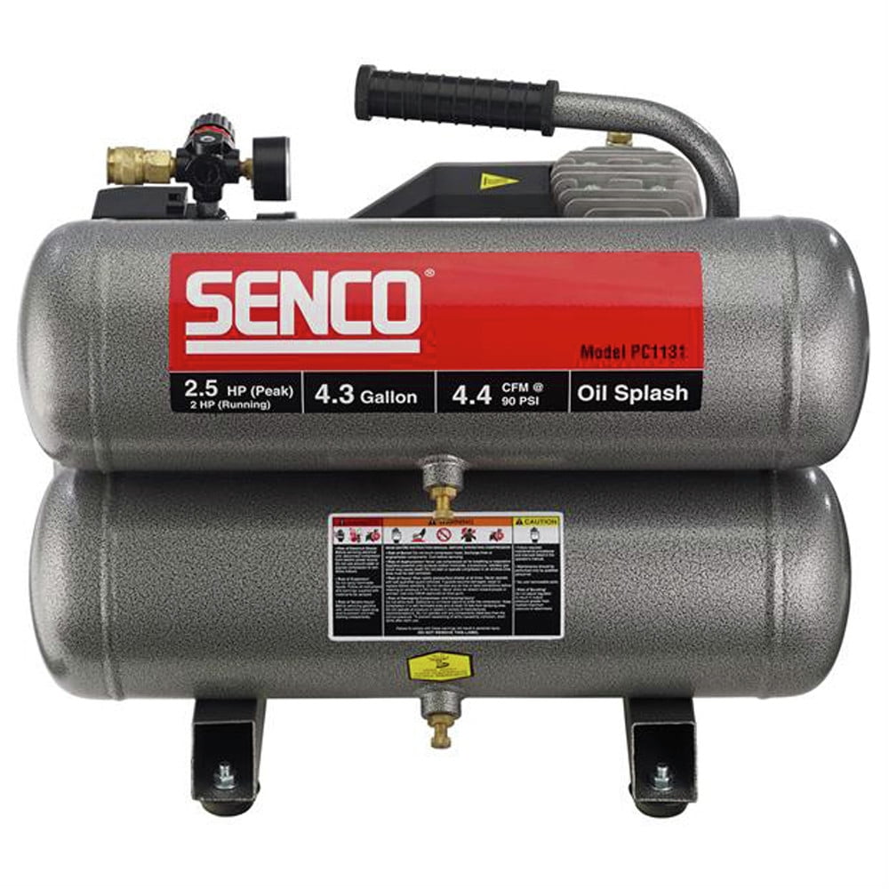 SENCO PC1131 2.5 HP Oil-Lube Twin Stack Air Compressor (Grey, 4.3 gal) hc1fd