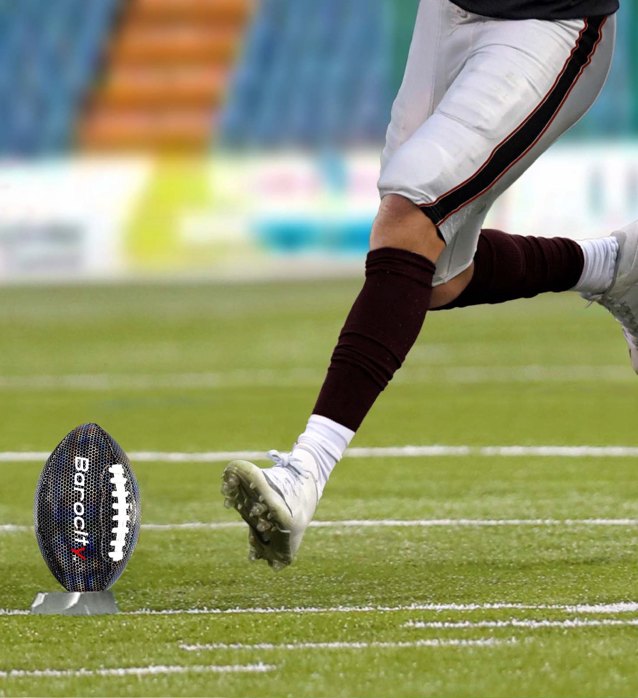Puzzled Barocity Pee Wee Size 3 Football with Reflective Rainbow Hex Pattern (Black, 0.5 lb) 0412k