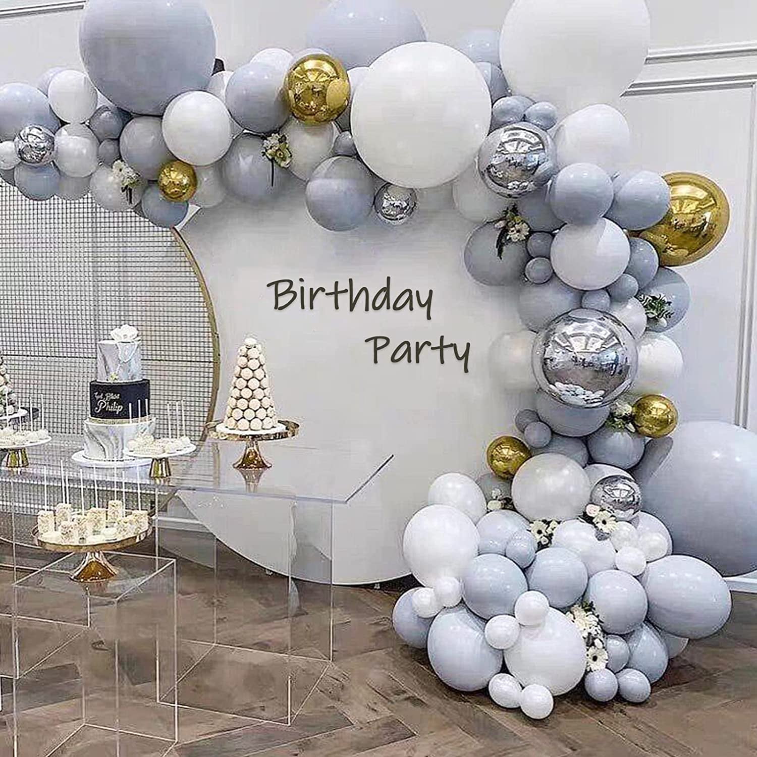 JOYYPOP Macaron Gray Balloon Garland Kit (110 Pieces, 5 in to 18 in) d1818