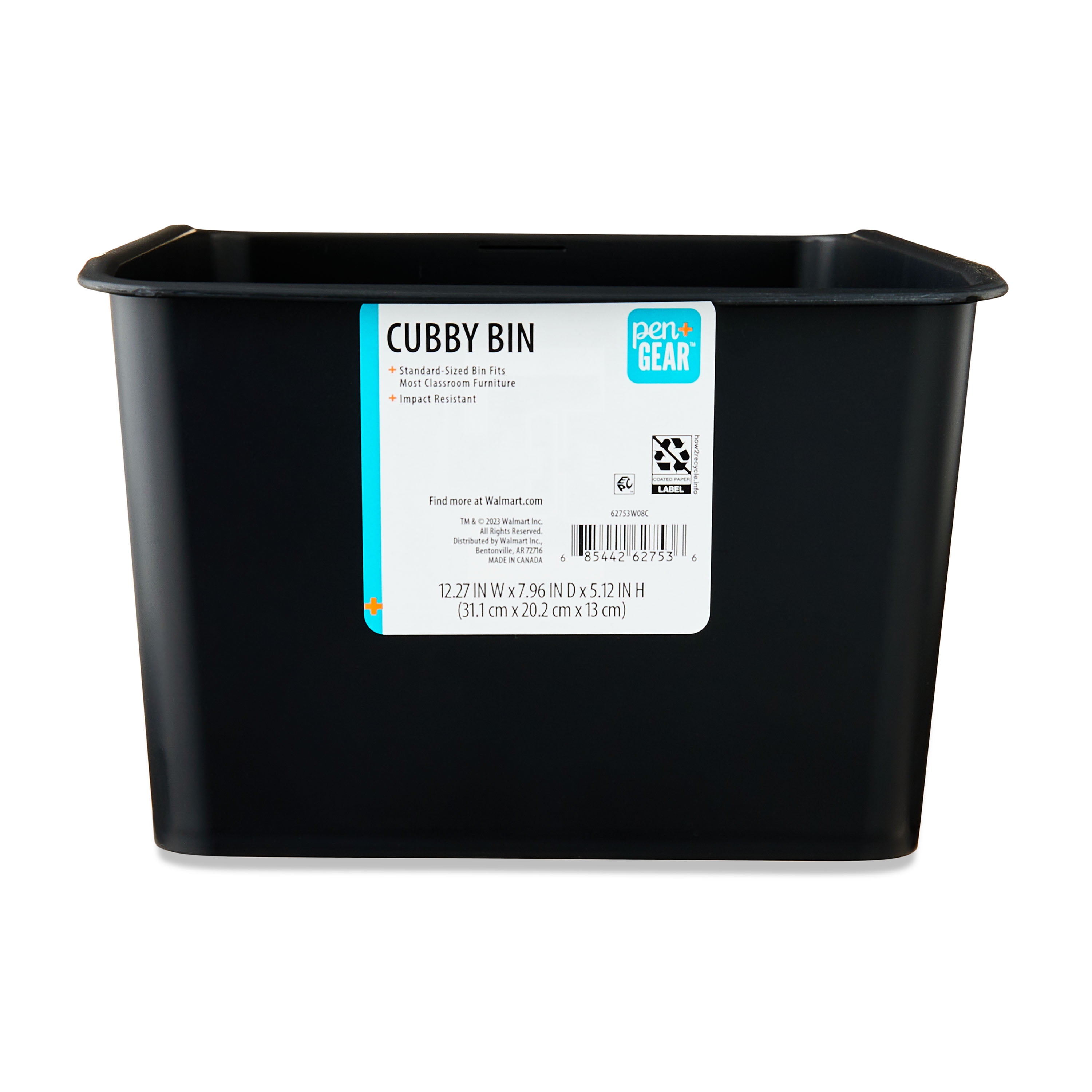Pen+Gear Cubby Bin Storage Organizer for Classroom and Home (Black, 12.27 x 7.96 x 5.12 in) b0bxq
