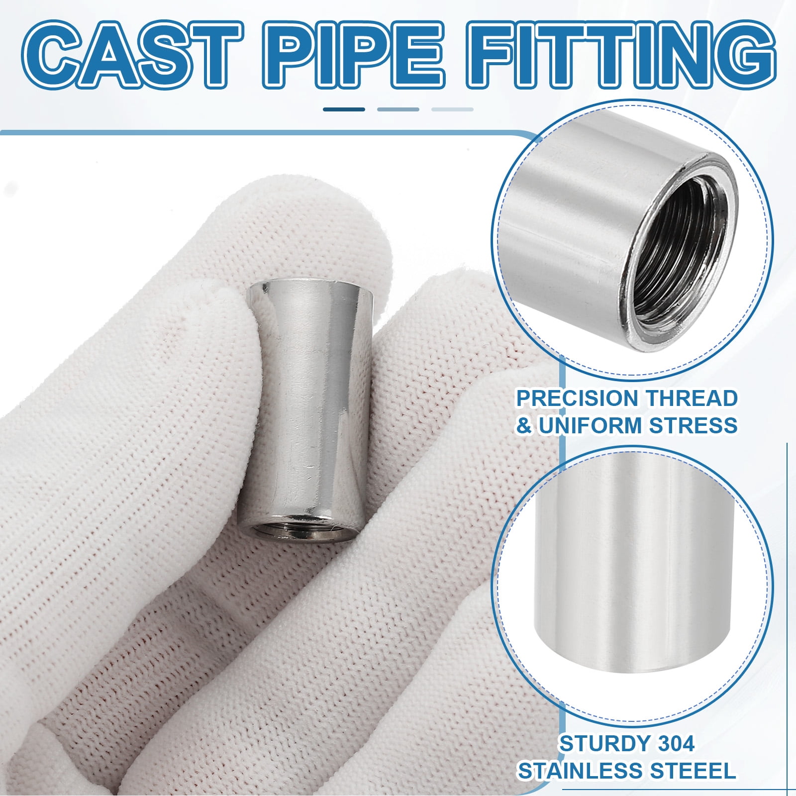 Uxcell Stainless Steel Pipe Coupling, Straight Connector Adapter for Pump Accessories (Silver, 1/8 in x 1/8 in Female BSP, 2 Pack) 6cde6
